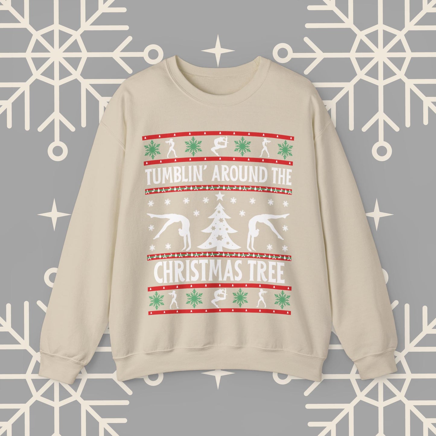 Gymnastics Ugly Christmas : Tumbling Around the Christmas Tree Gymnast Sweatshirt
