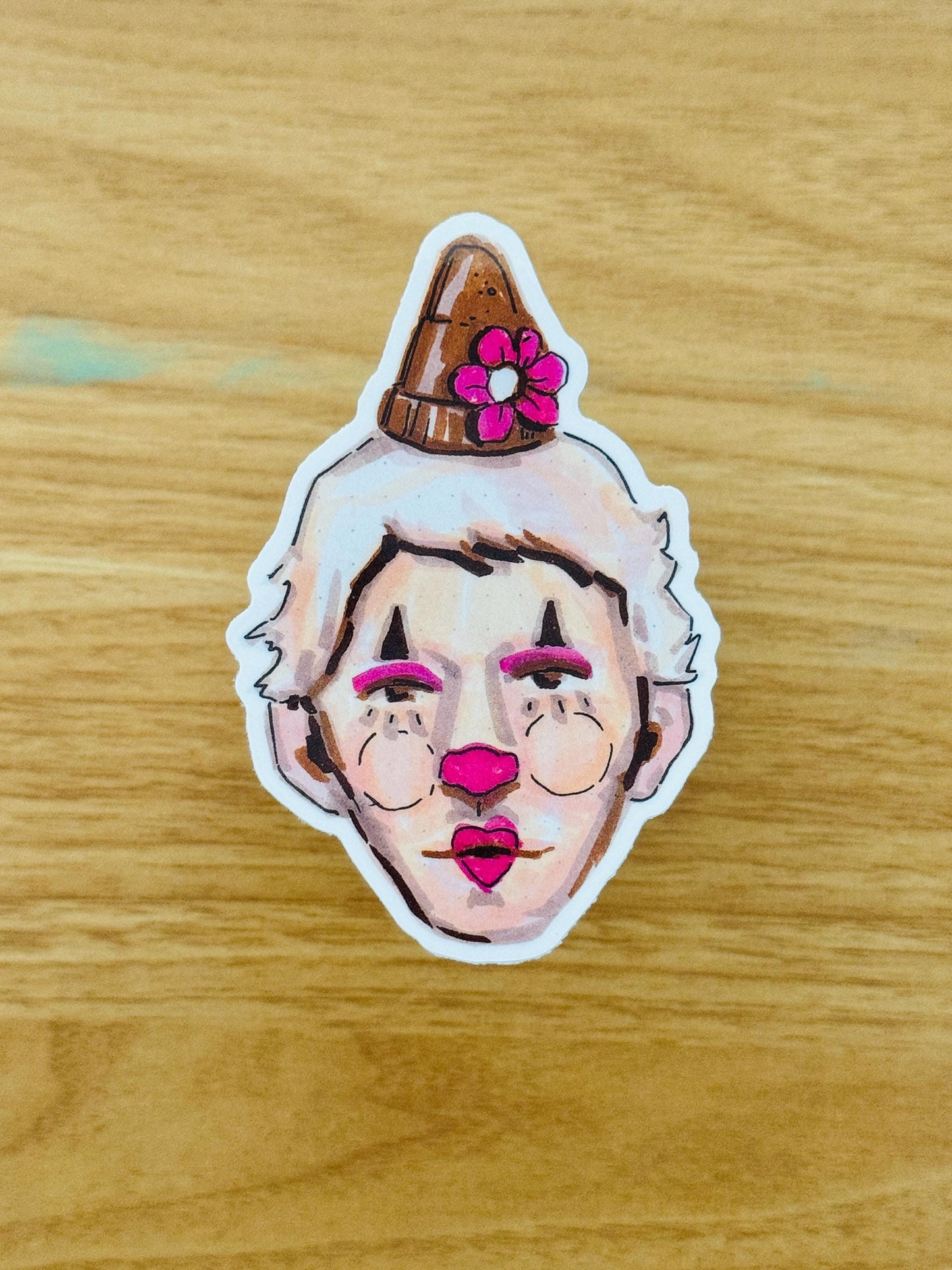 Pretty Clown Artist Decal | Waterproof Weatherproof | Sticker from Artist Drawings