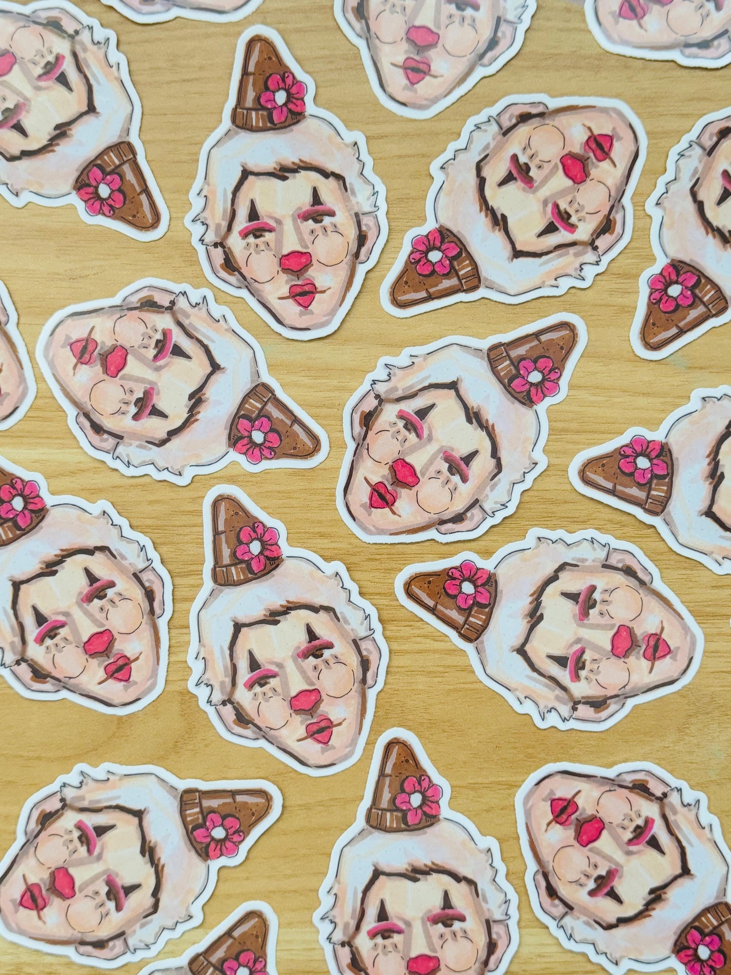 Pretty Clown Artist Decal | Waterproof Weatherproof | Sticker from Artist Drawings