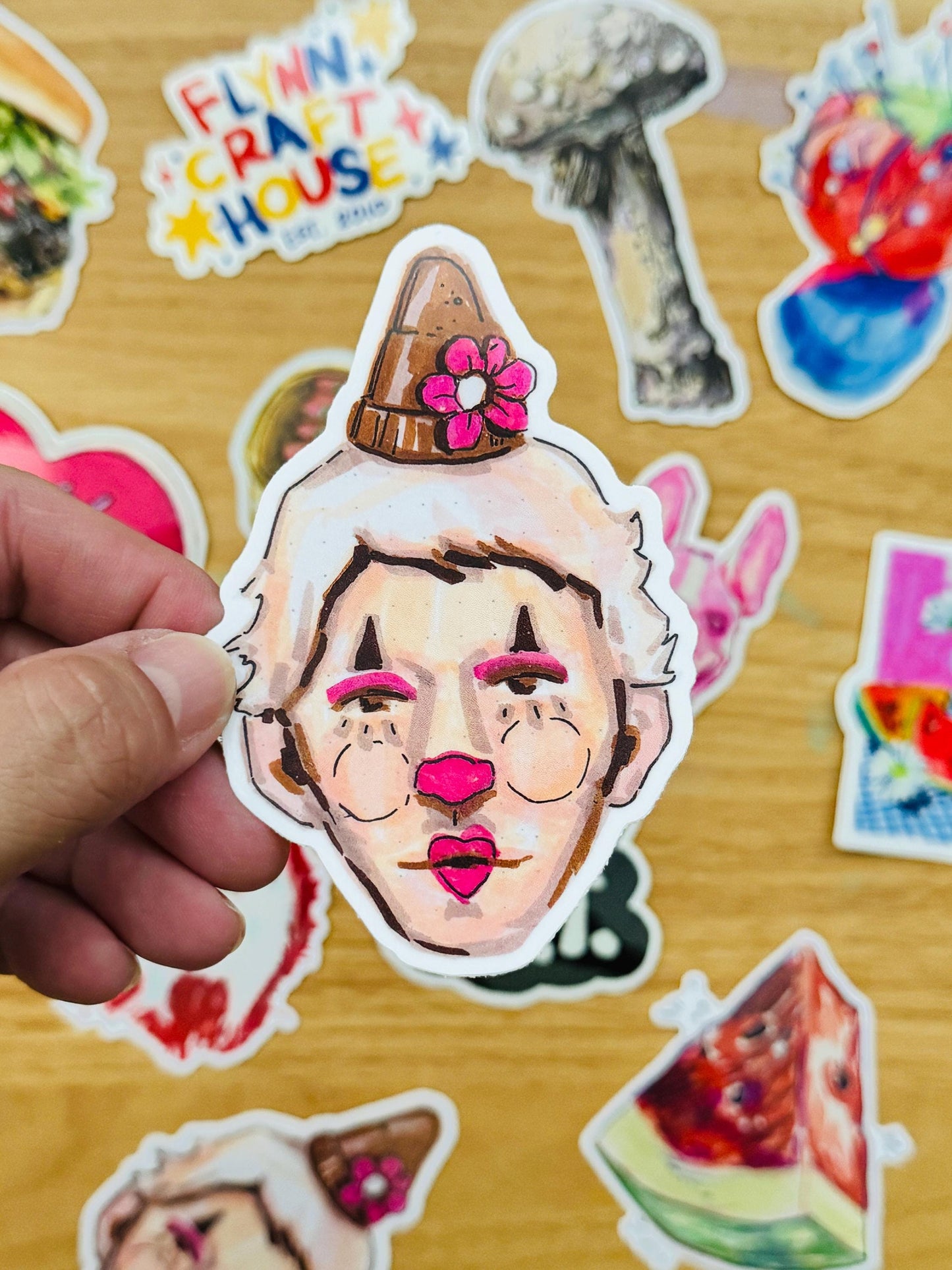 Pretty Clown Artist Decal | Waterproof Weatherproof | Sticker from Artist Drawings