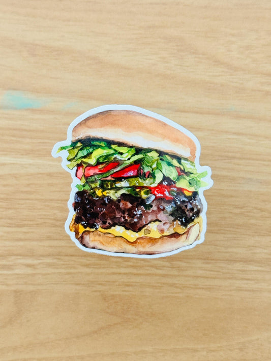 Big Burger Artist Decal | Waterproof Weatherproof | Foodie Burger lover Stickers