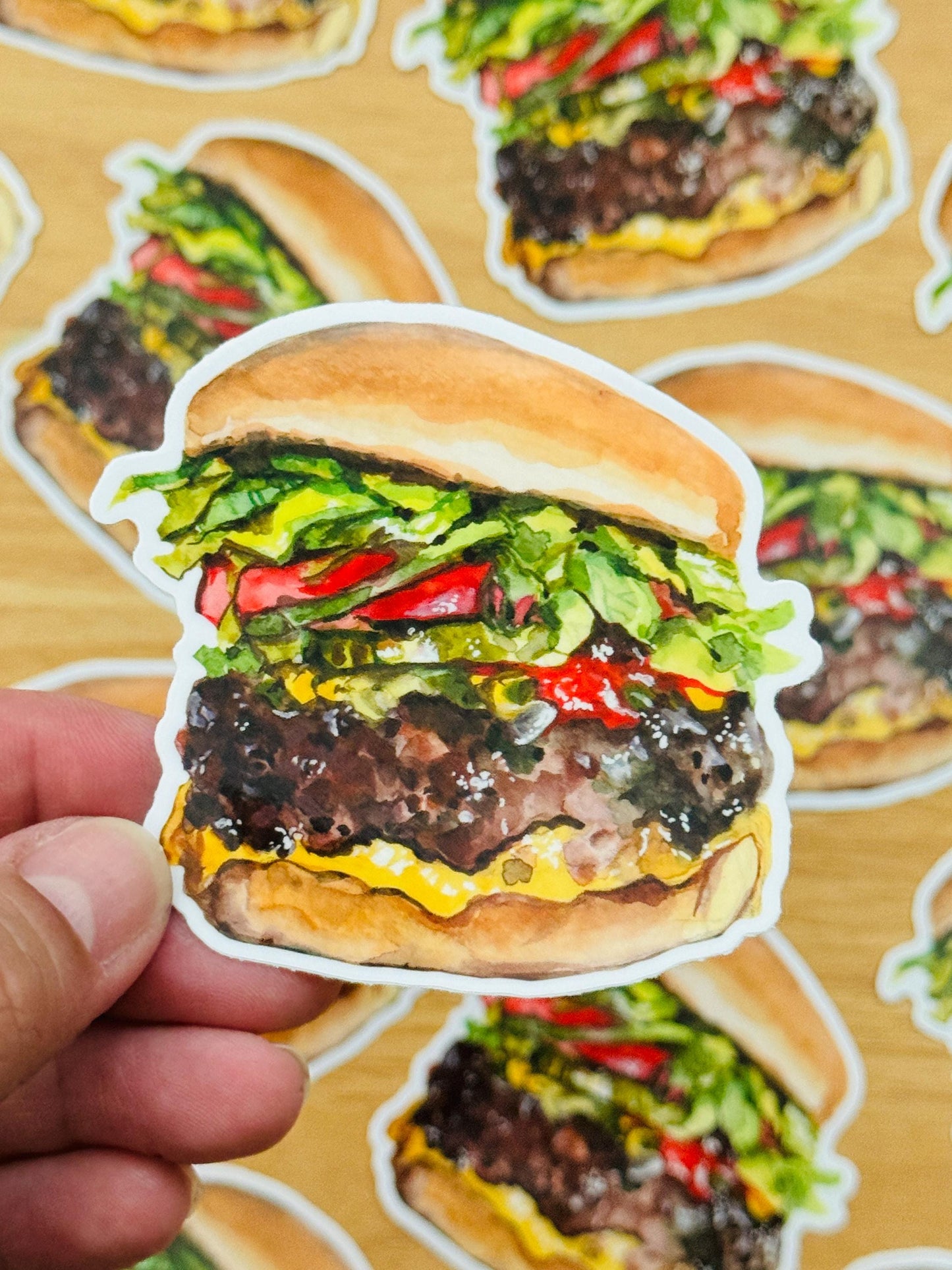 Big Burger Artist Decal | Waterproof Weatherproof | Foodie Burger lover Stickers