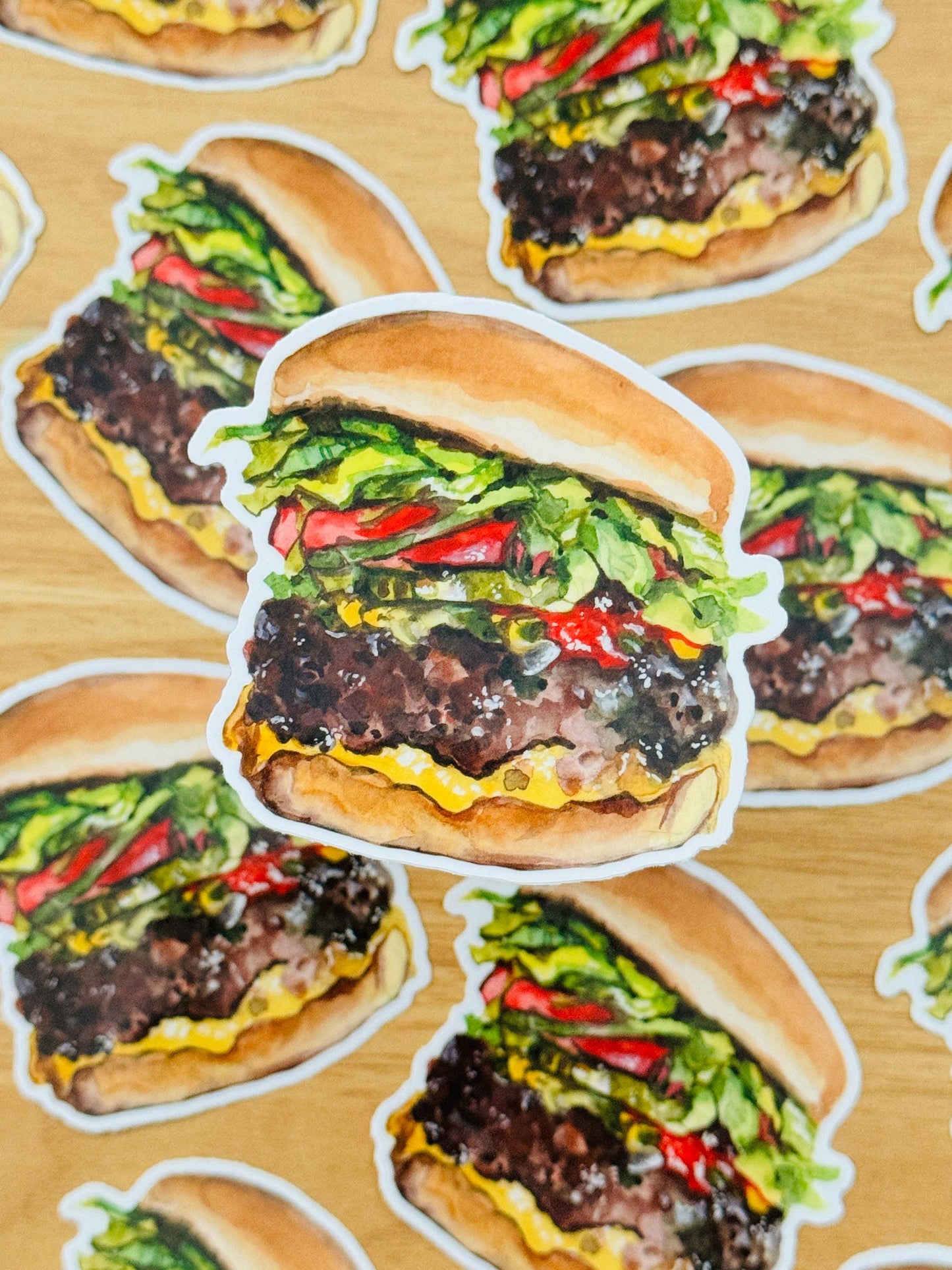 Big Burger Artist Decal | Waterproof Weatherproof | Foodie Burger lover Stickers