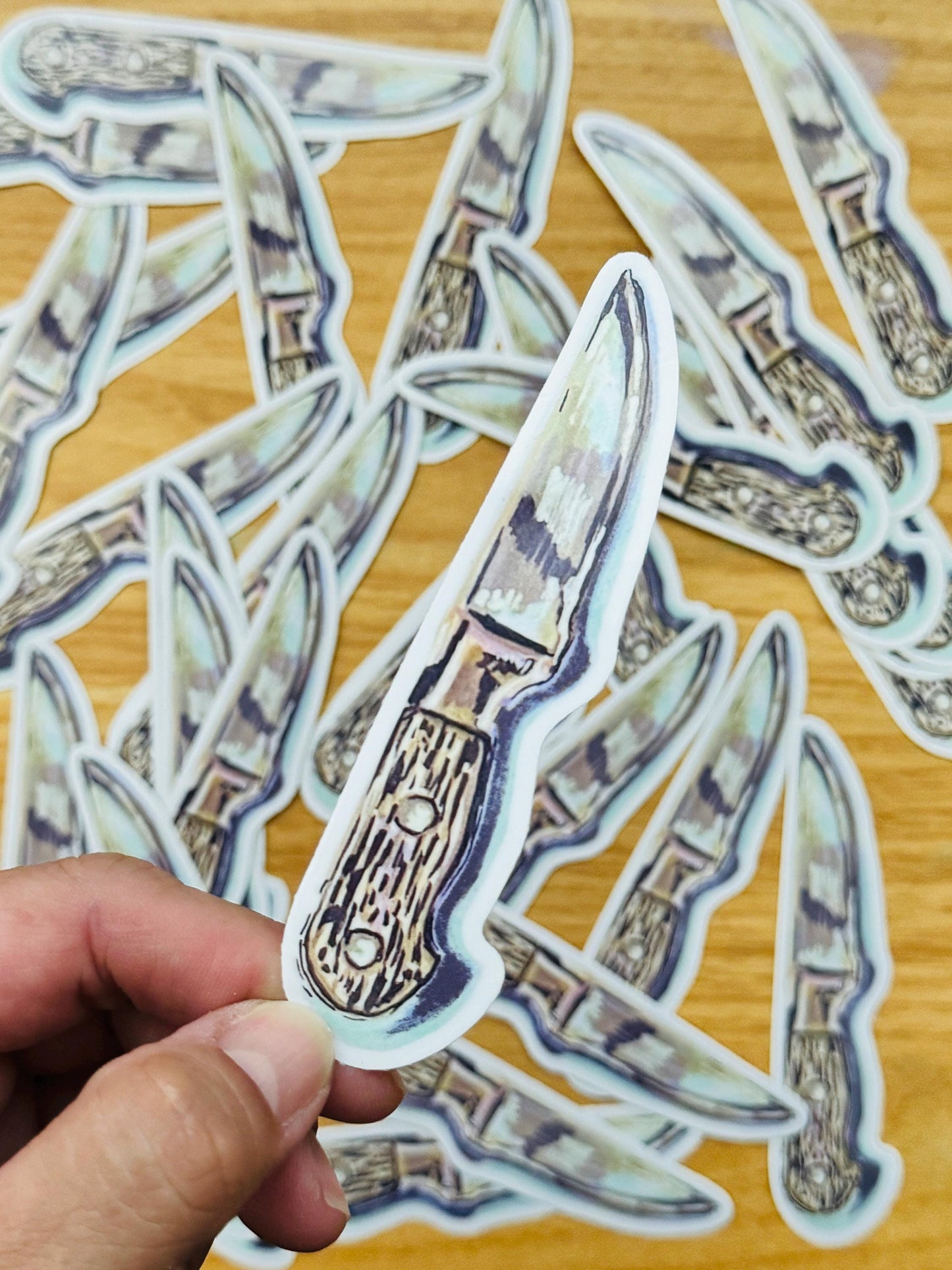 Wood Handled Knife Decal | Waterproof Weatherproof | Forest Foraging Sticker