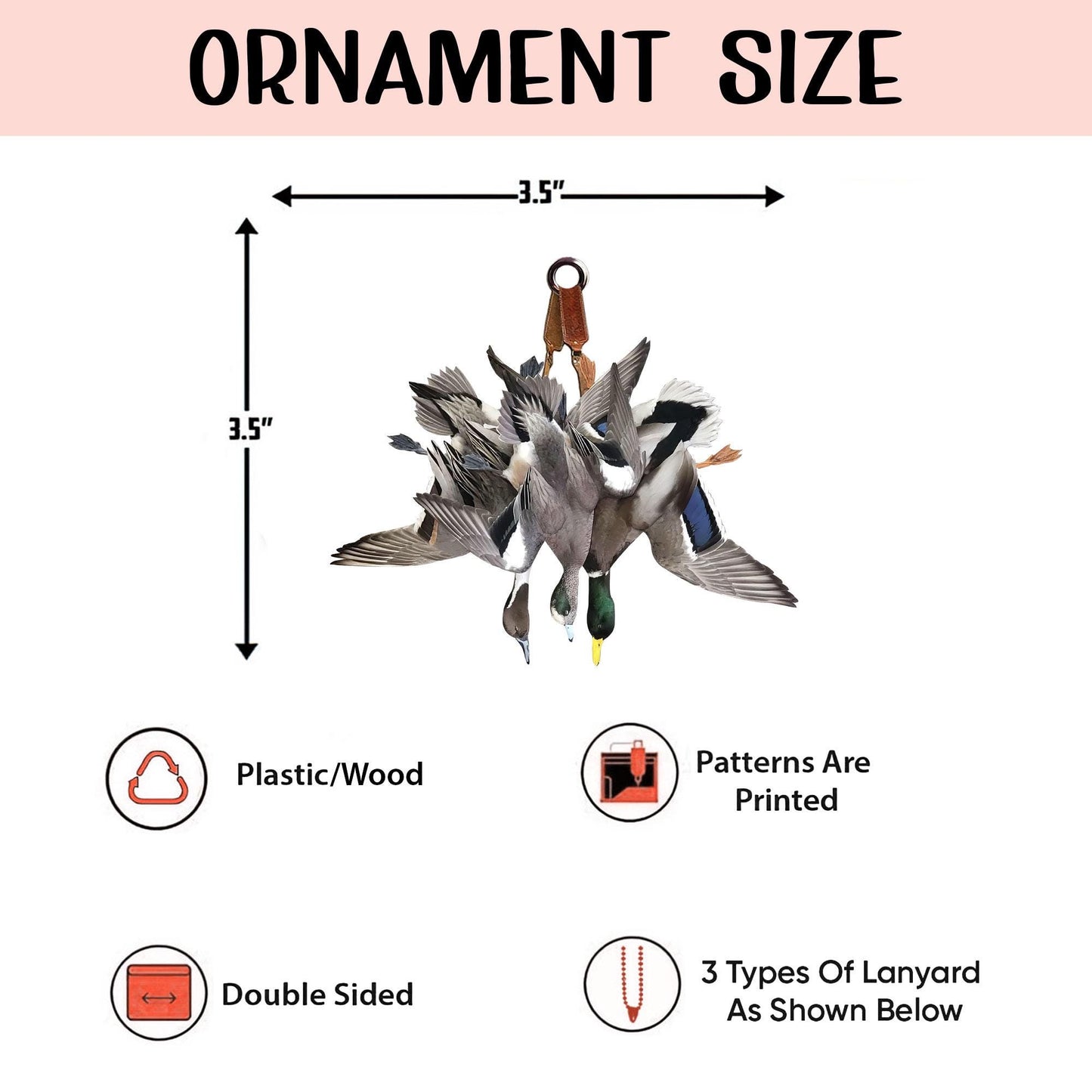 Duck Hunting Flat Ornament, Hunting Rearview Mirror Car Accessories, Hunting Christmas Ornament, Xmas Gift for Dad, Husband, Hunting Lover