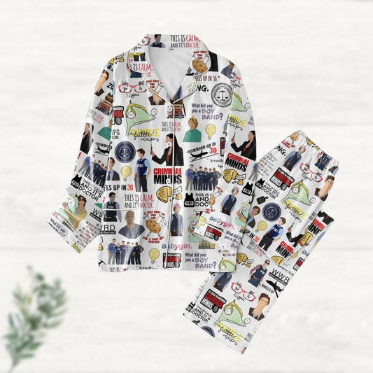 Christmas Criminal Minds Pajamas Set, Vintage Criminal Minds Shirt, Retro 90S Tv Series Pjs, Crmm Pajamas For Party, Gift For Fan