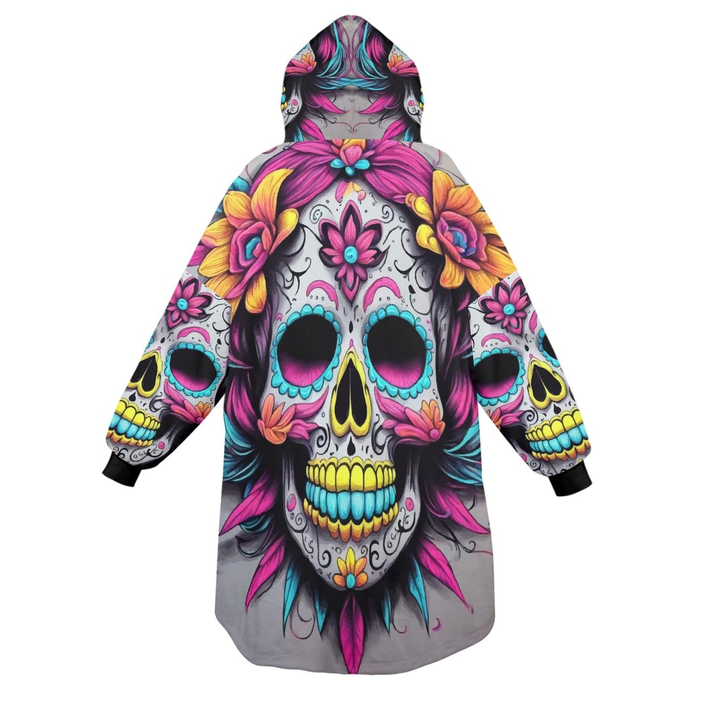 Blanket Hoodie personalized blankets hoodie that is a blanket Sugar Skull Día De Los Muertos Chicano Day of the Dead