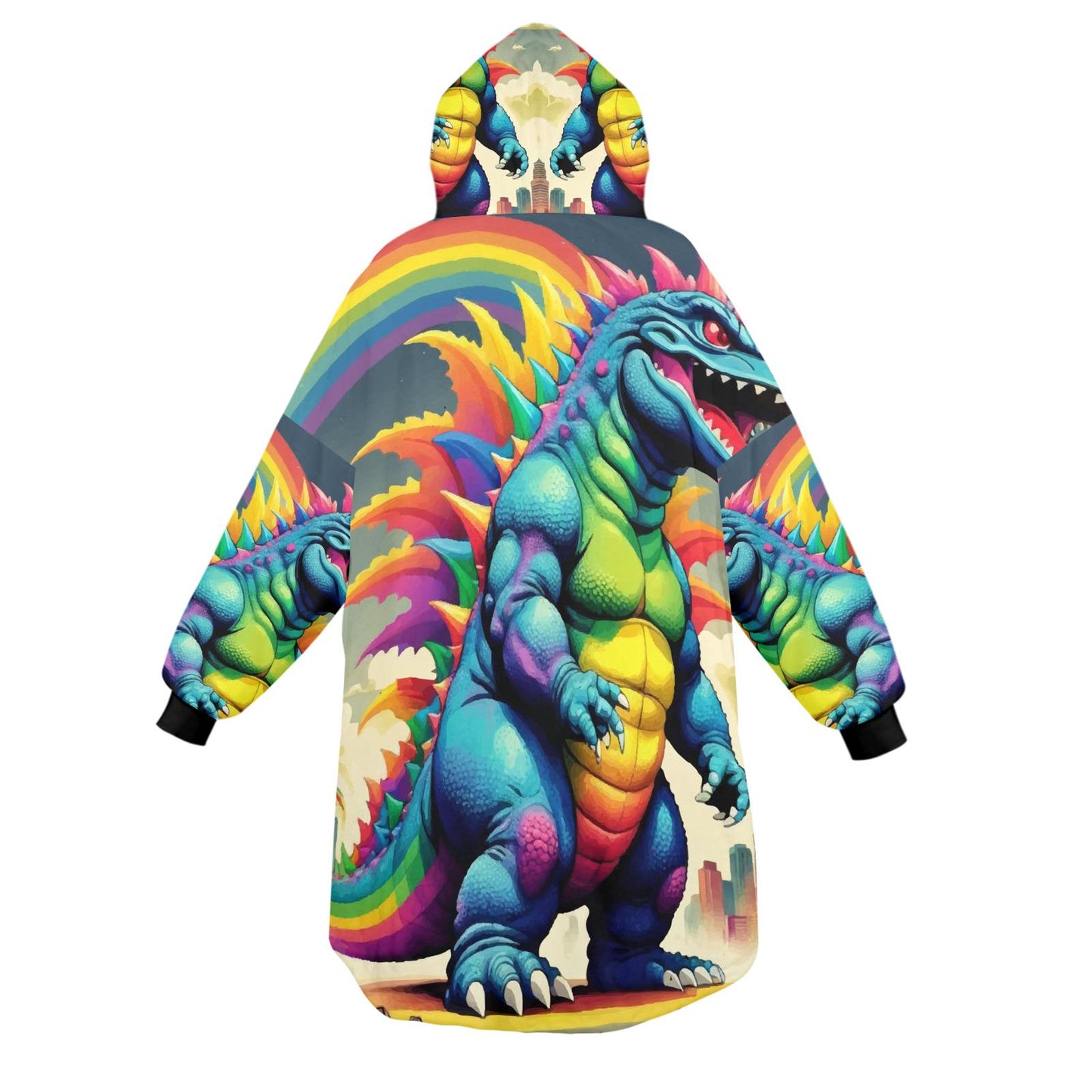 Retro Godzilla Blanket Hoodie Rainbow Kaiju Art Personalized Blanket