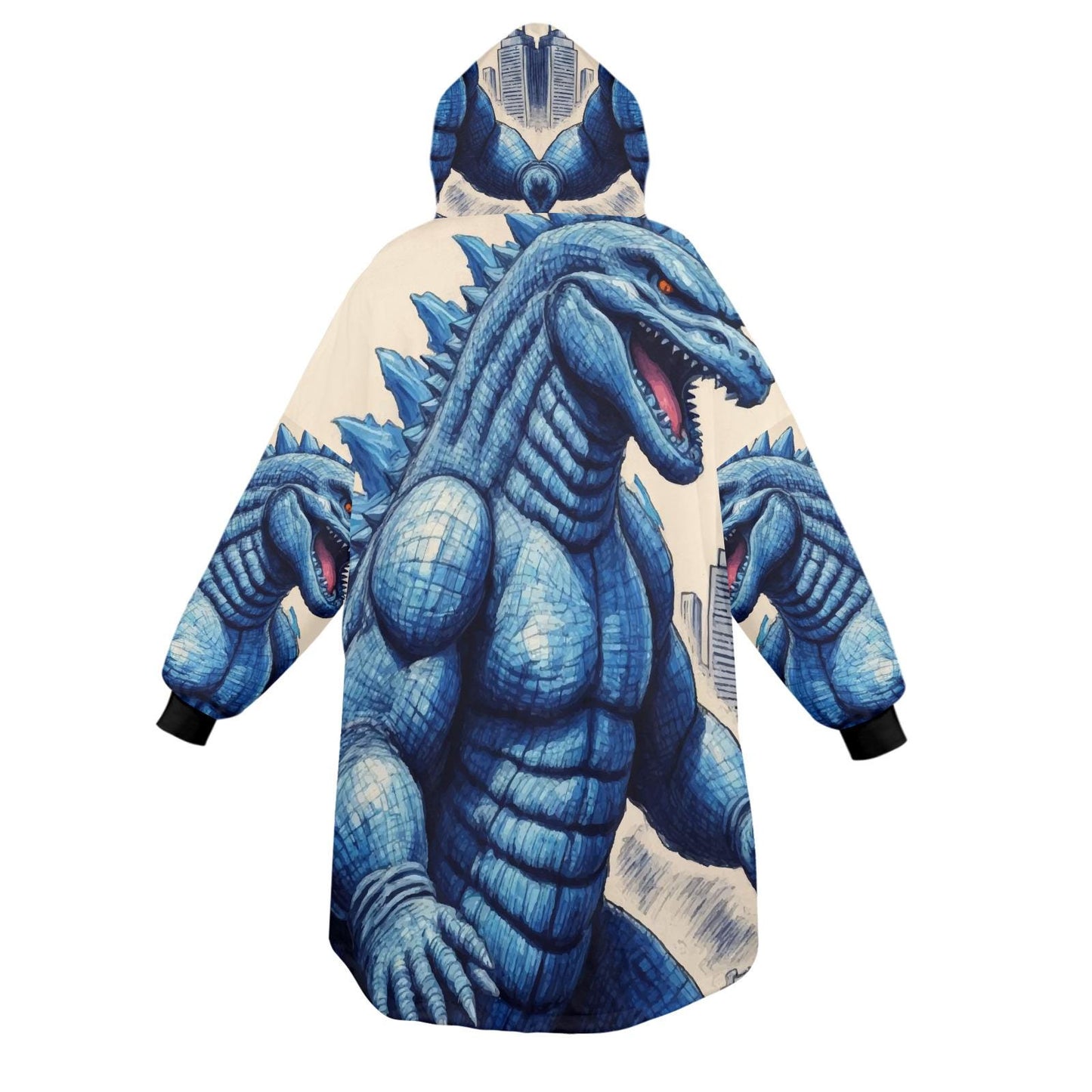 Retro Godzilla Blanket Hoodie Personalized Kaiju Art