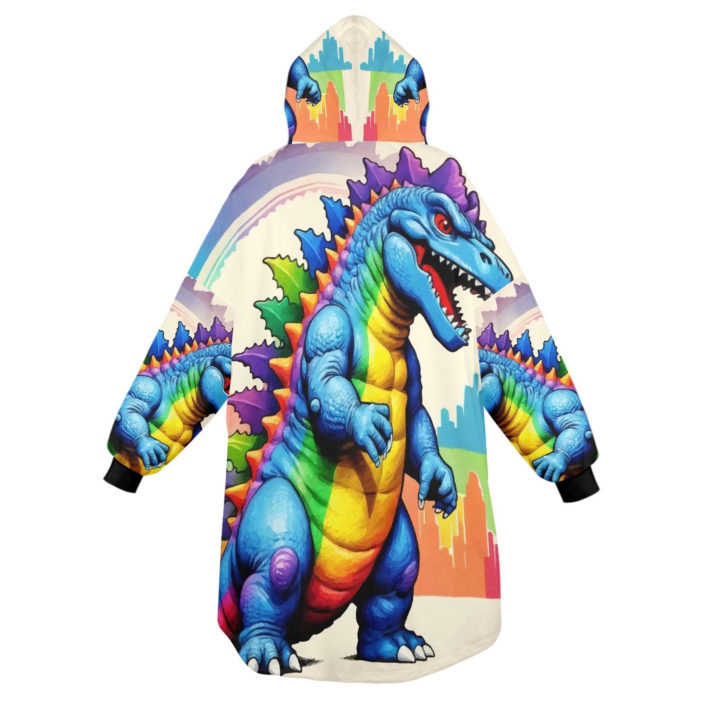 Retro Godzilla Blanket Hoodie Rainbow Kaiju Art Personalized