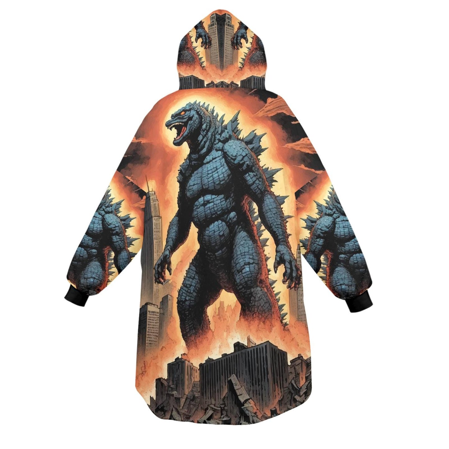 Godzilla Blanket Hoodie Retro Kaiju Neon Art Personalized