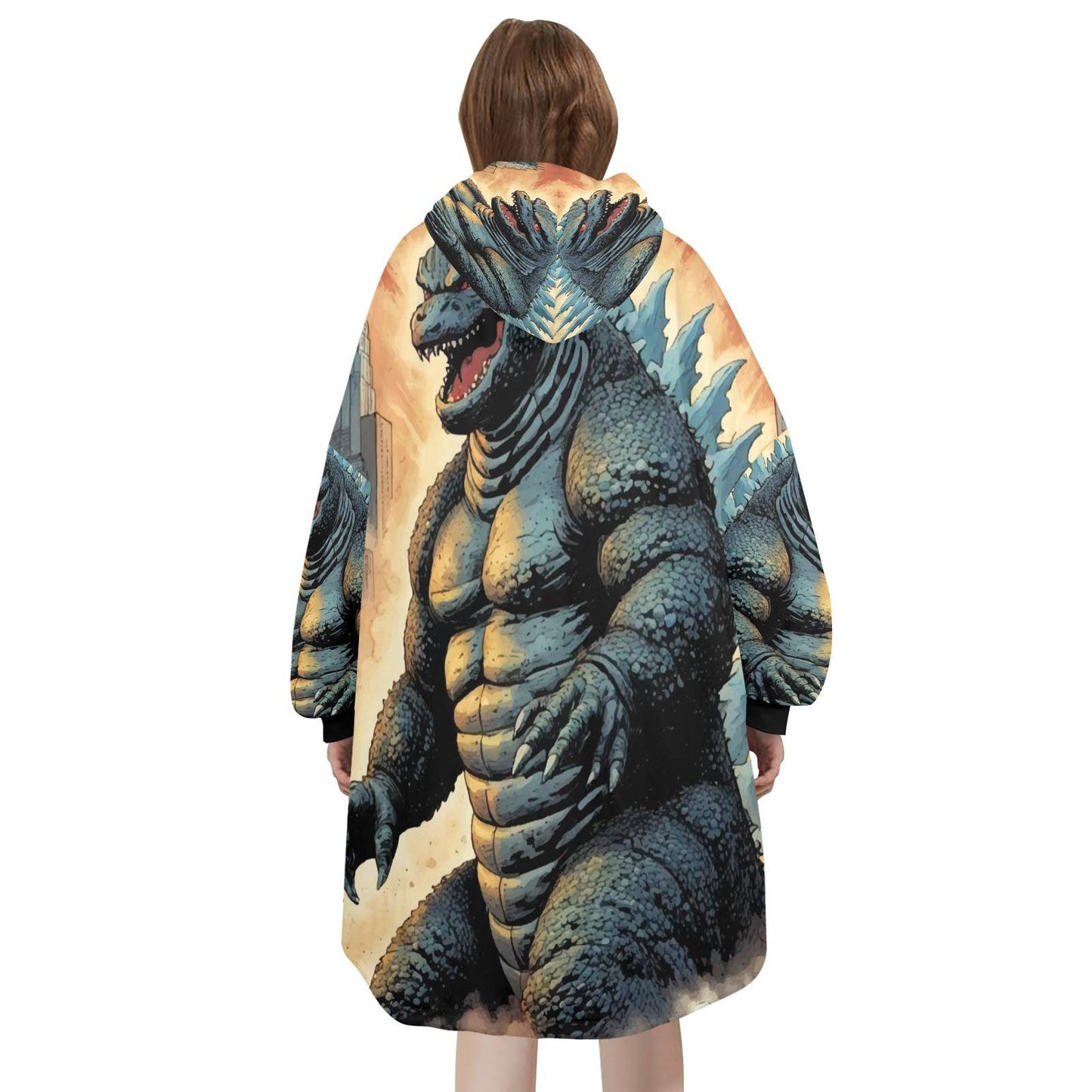 Godzilla Blanket Hoodie Retro Kaiju Comics Personalized Blanket