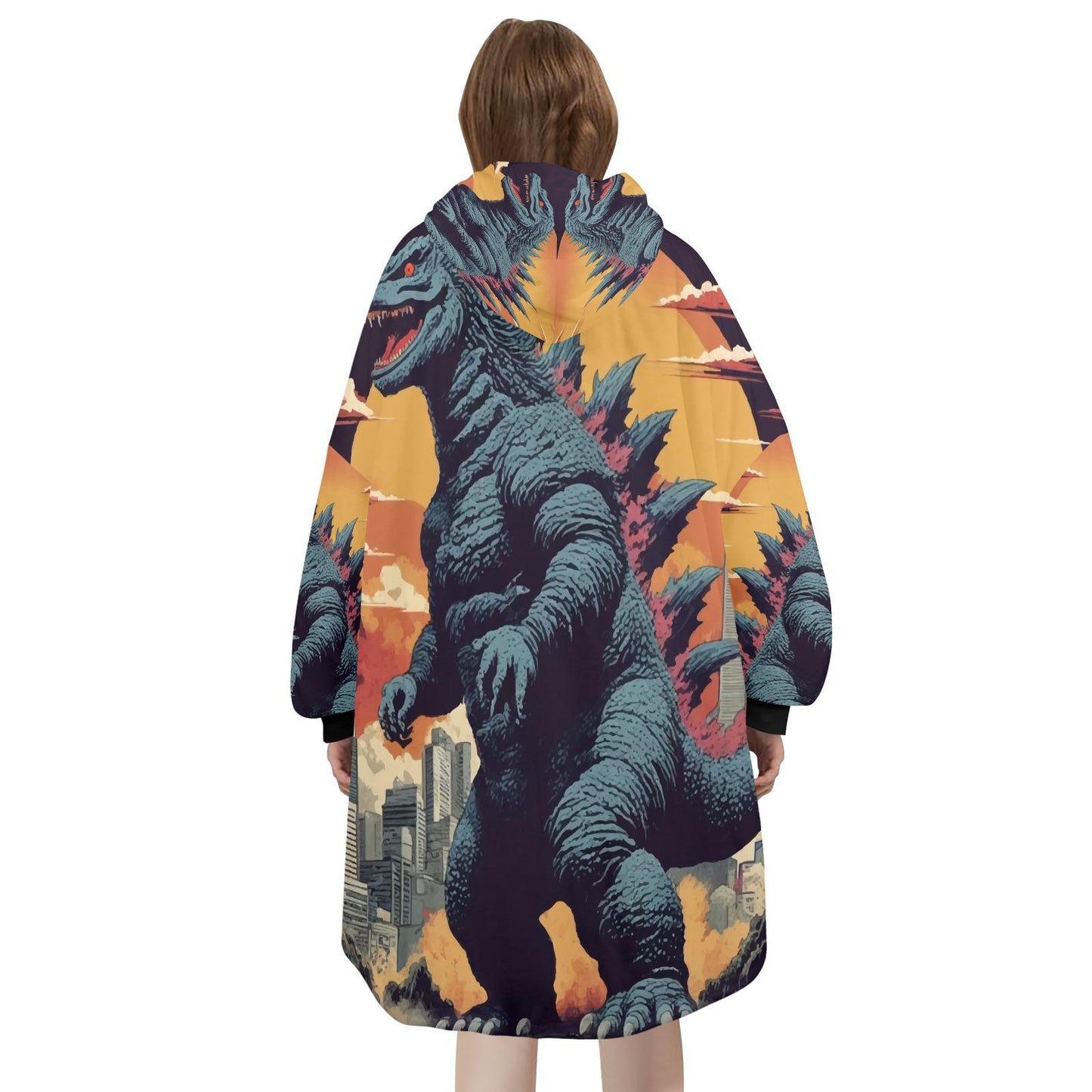 Godzilla Blanket Hoodie Retro Comics Kaiju Personalized Blanket