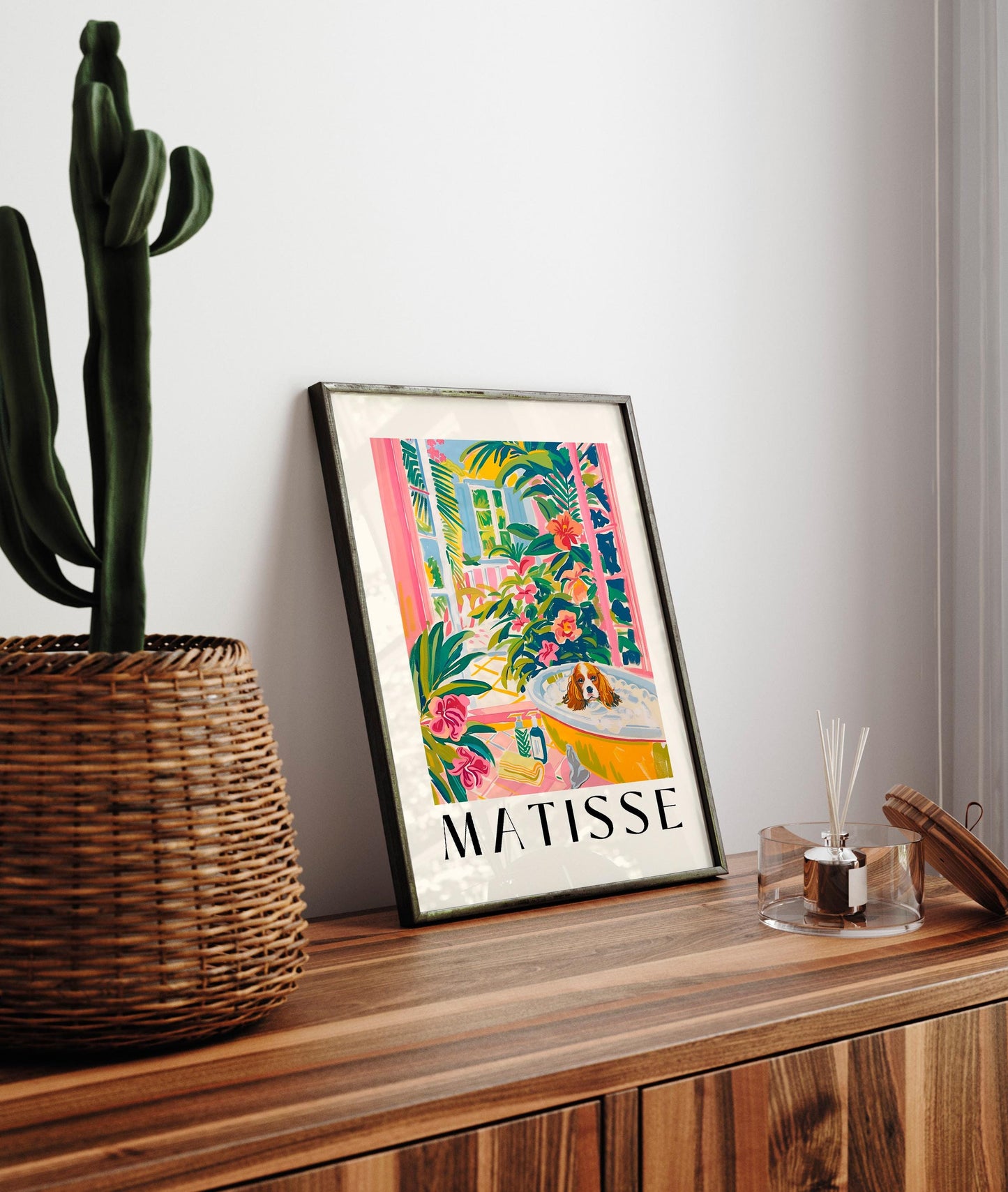 Matisse Style Cavalier King Charles Spaniel Bath Art Print
