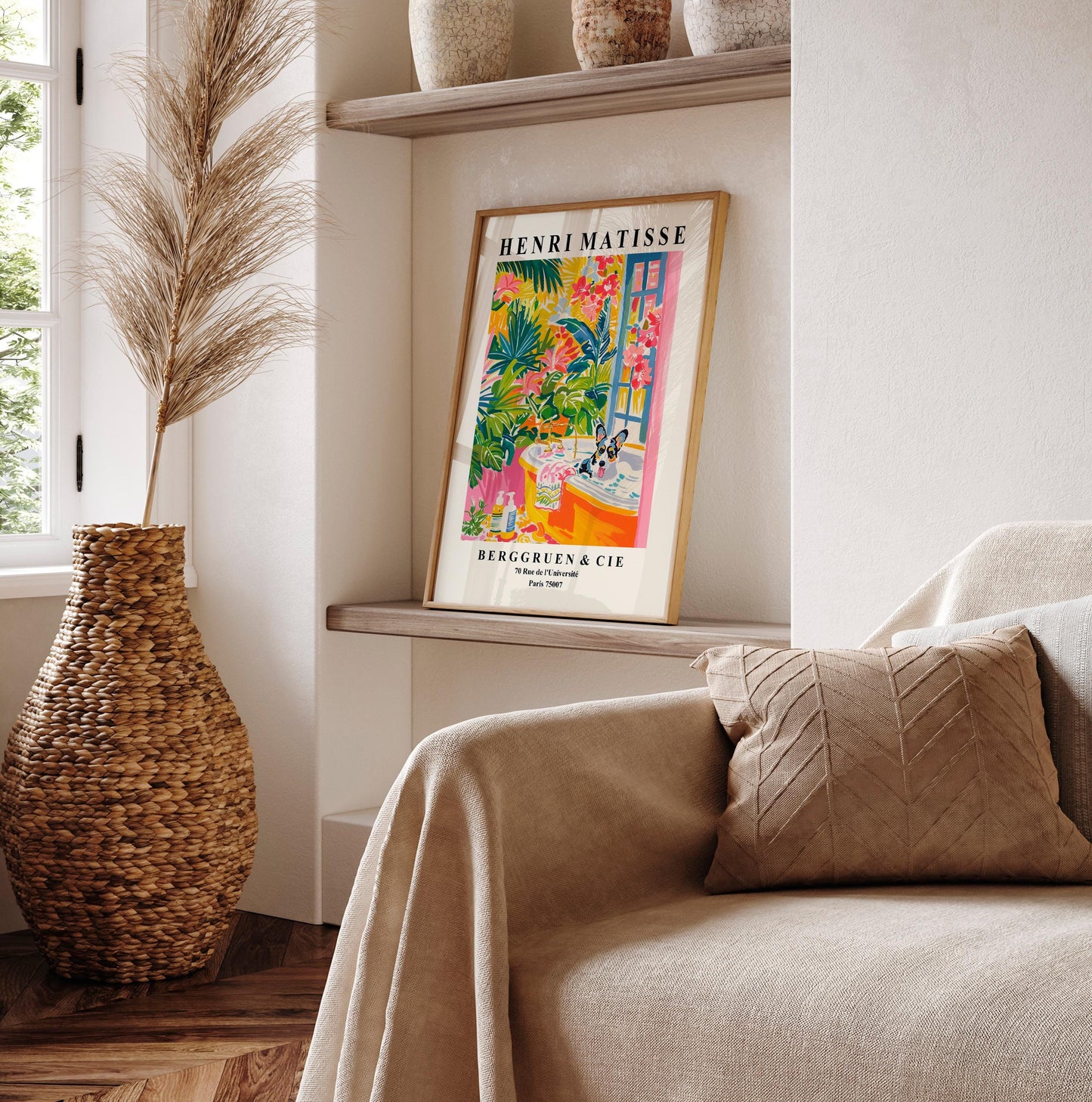 Matisse Style Corgi Art Print: Funny Bathroom Dog Lover Gift