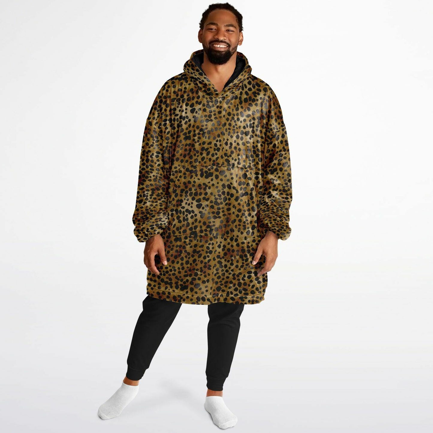 Unisex Cute leopard Print Snug Hoodie,Printed Hooded Blanket with Sleeves, Lounge Wear, All Over Print Hoodie, Birthday Gift,Christmas Gifts