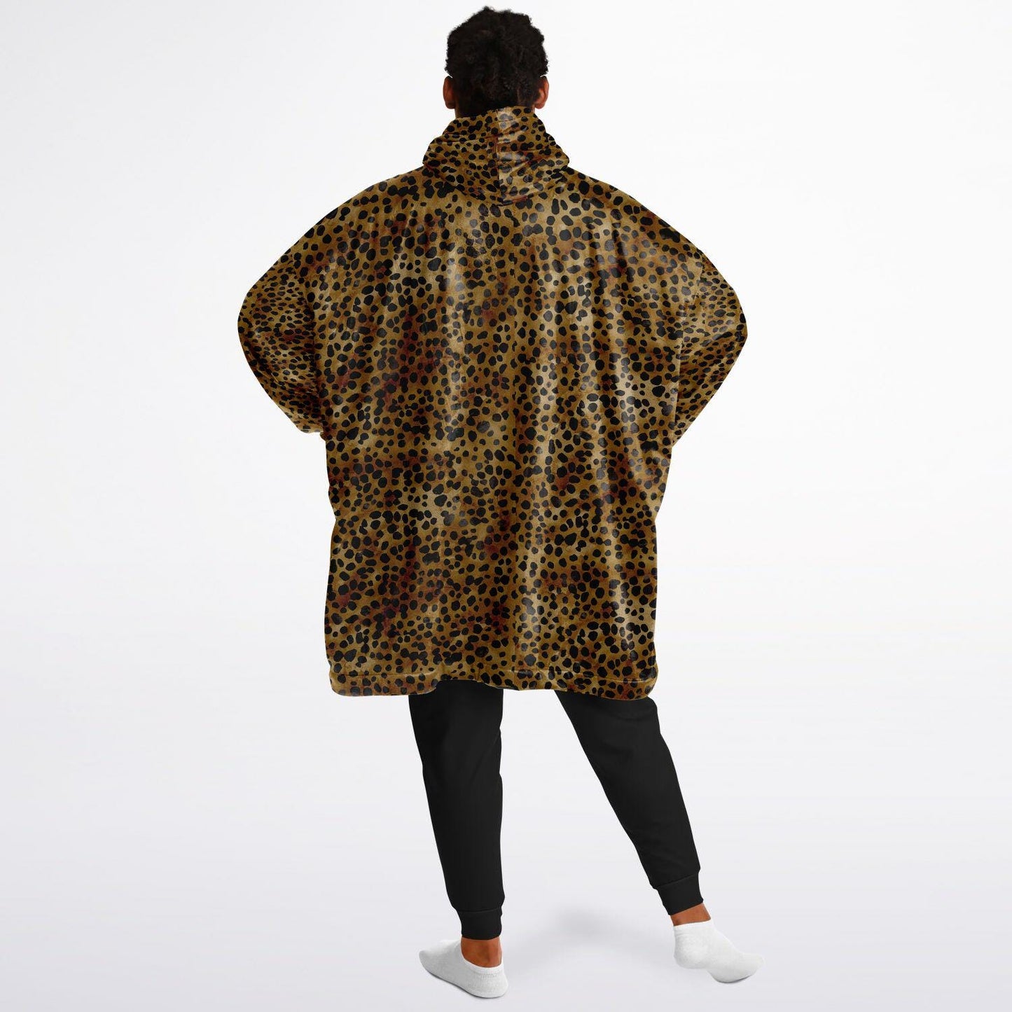 Unisex Cute leopard Print Snug Hoodie,Printed Hooded Blanket with Sleeves, Lounge Wear, All Over Print Hoodie, Birthday Gift,Christmas Gifts