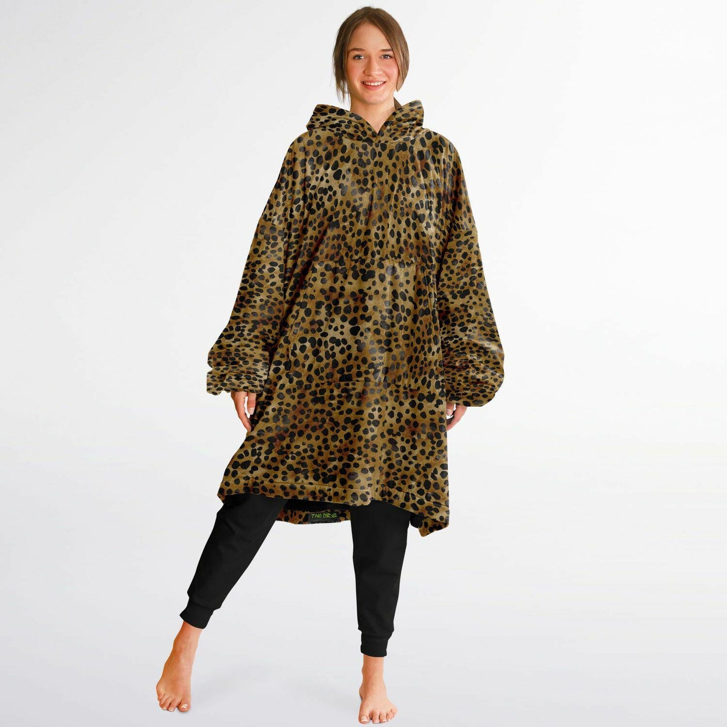 Unisex Cute leopard Print Snug Hoodie,Printed Hooded Blanket with Sleeves, Lounge Wear, All Over Print Hoodie, Birthday Gift,Christmas Gifts