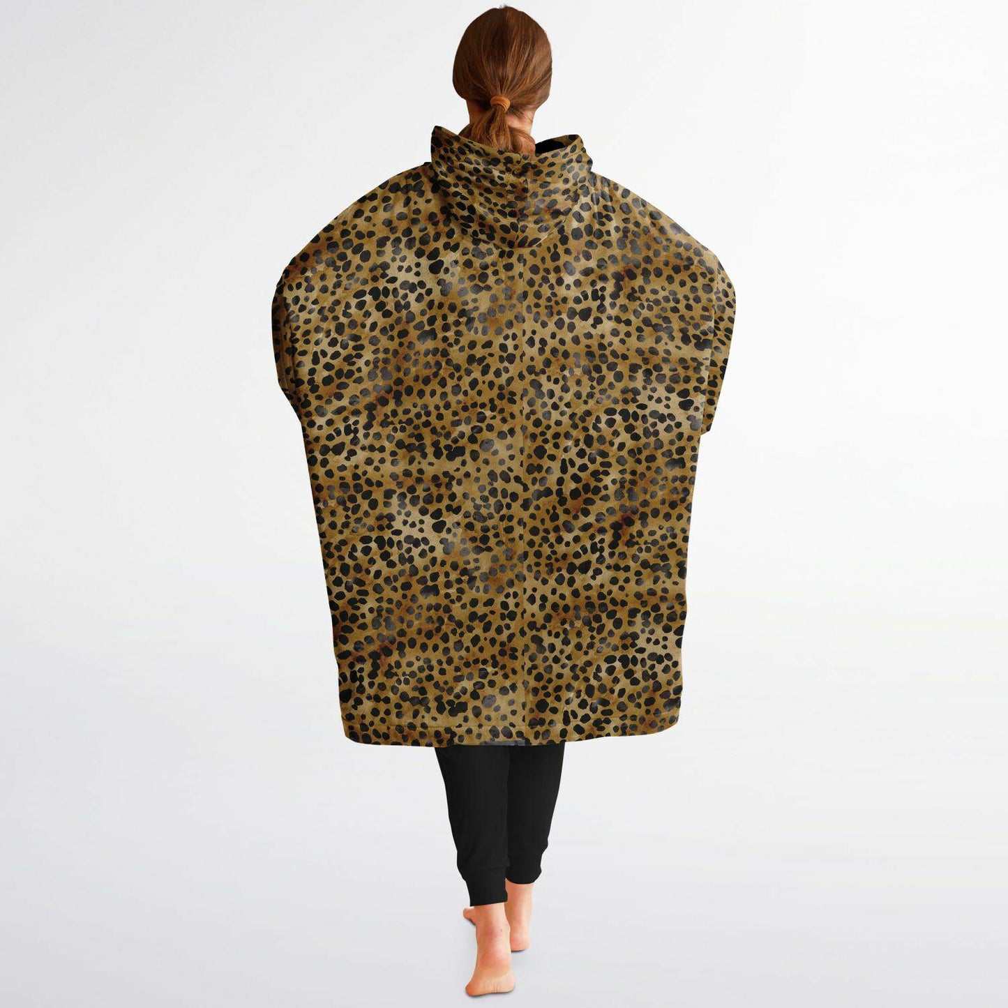 Unisex Cute leopard Print Snug Hoodie,Printed Hooded Blanket with Sleeves, Lounge Wear, All Over Print Hoodie, Birthday Gift,Christmas Gifts