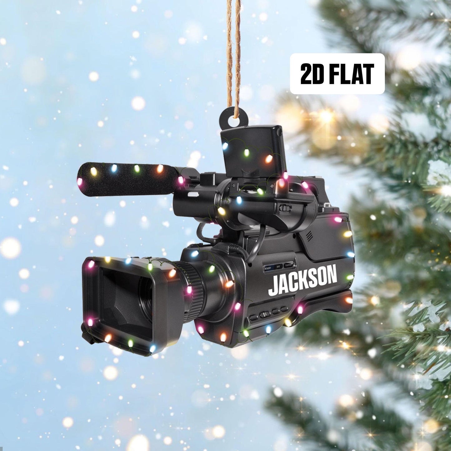 Personalized Professional Video Camera Camcorder 2D Flat Ornament, Video cameral Ornament Decor, Custom Angel Video camera Ornament Gift
