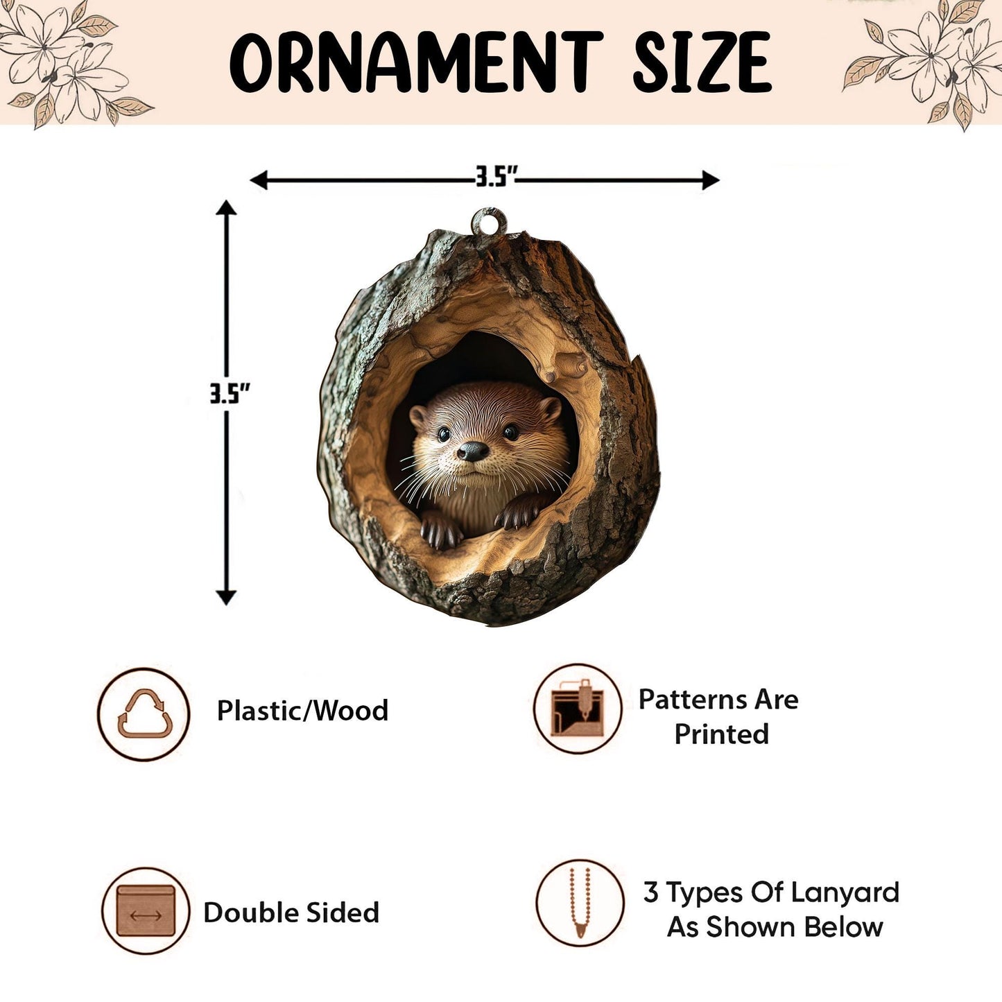 Otter 2D Flat Ornament, Otter Rearview Mirror Car Accessories, Otter Christmas Tree Ornament, Otter Home Decor, Animal Lover Gifts