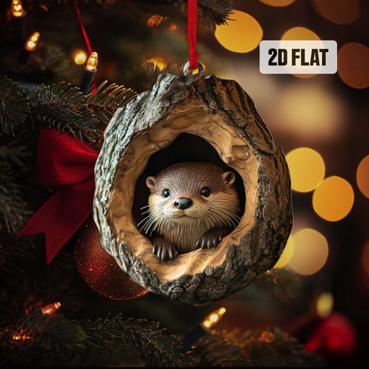 Otter 2D Flat Ornament, Otter Rearview Mirror Car Accessories, Otter Christmas Tree Ornament, Otter Home Decor, Animal Lover Gifts