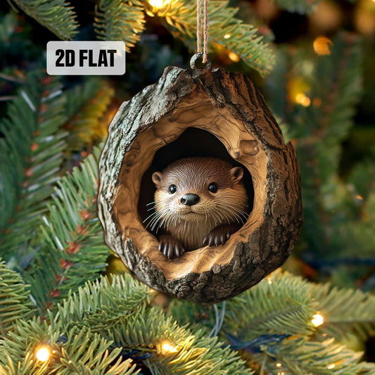 Otter 2D Flat Ornament, Otter Rearview Mirror Car Accessories, Otter Christmas Tree Ornament, Otter Home Decor, Animal Lover Gifts