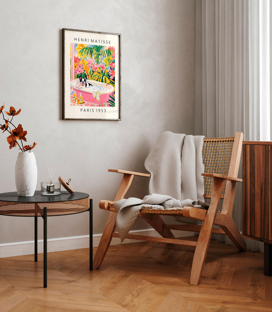 French Bulldog Matisse Print: Funny Bathroom Tropical Art