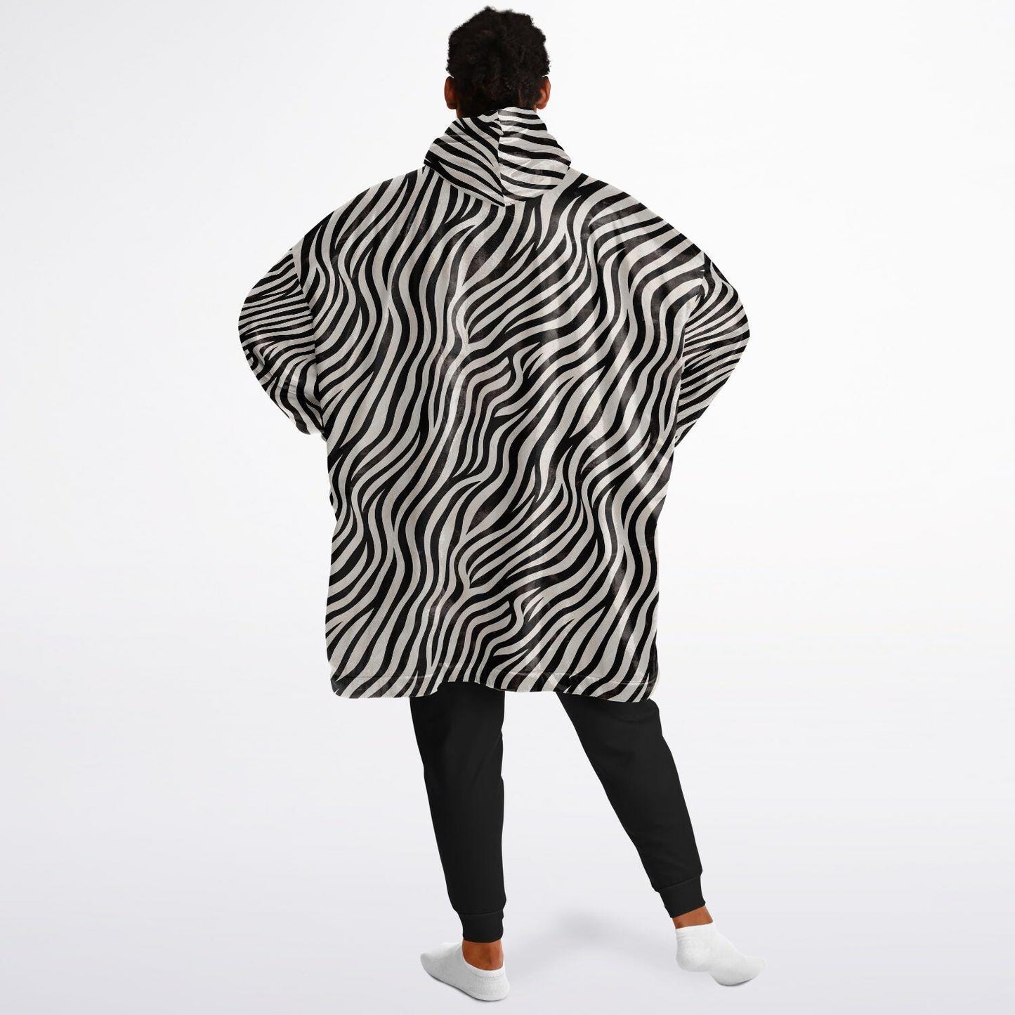 Unisex Cute y2k Zebra Print Snug Hoodie,Printed Hooded Blanket with Sleeves,Lounge Wear,All Over Print Hoodie, Birthday Gift,Christmas Gifts