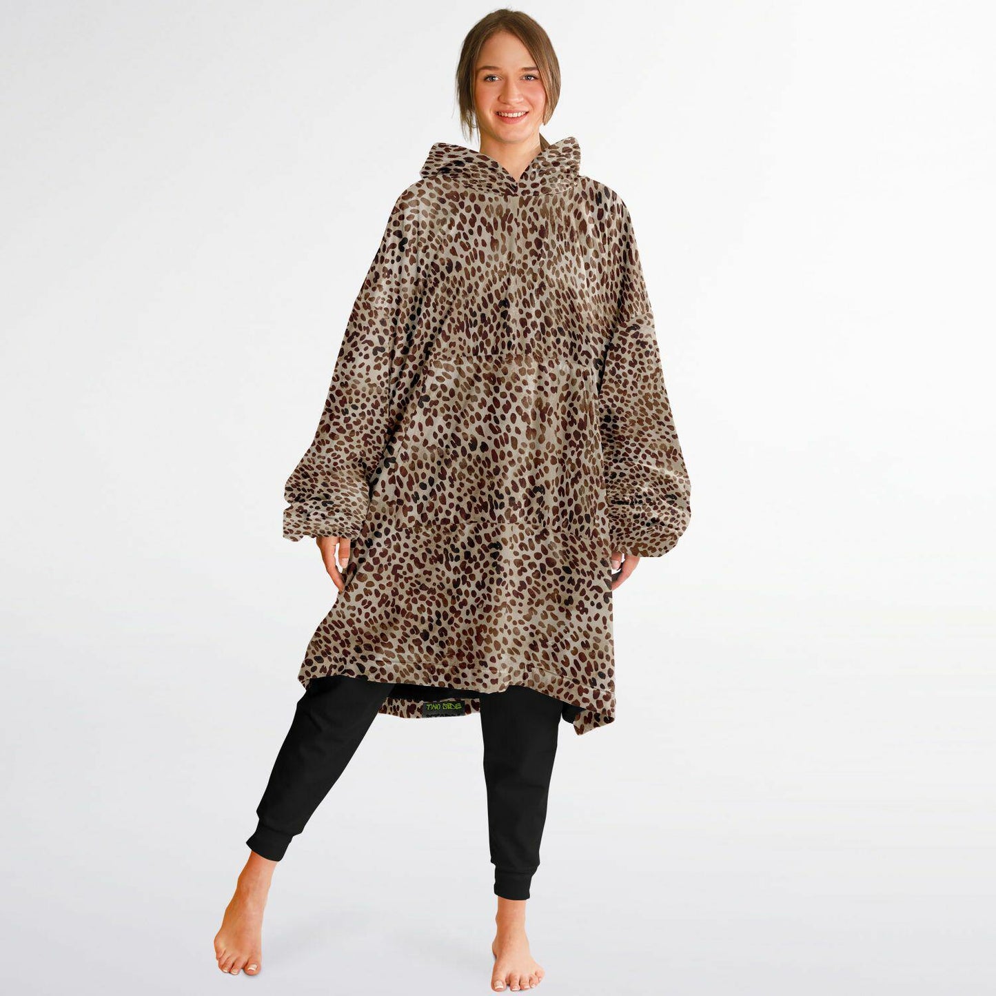 Unisex Cute Leopard Print Snug Hoodie,Printed Hooded Blanket with Sleeves, Lounge Wear, All Over Print Hoodie, Birthday Gift,Christmas Gifts