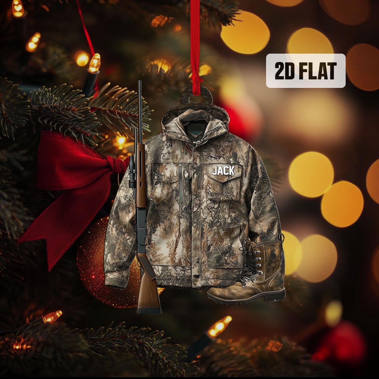 Personalized Hunting 2D Flat Ornament, Custom Hunting Christmas Tree Ornament, Hunting Vest  Christmas Decor, Gift for Hunter, Dad, Husband