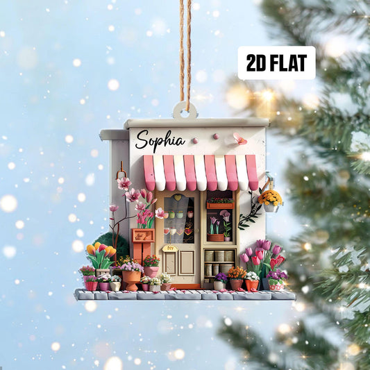 Personalized Florist 2D Flat Ornament, Custom Flower Shop Ornament, Florist Gift, Flower Shop Christmas Ornament, Gift For Christmas 2024