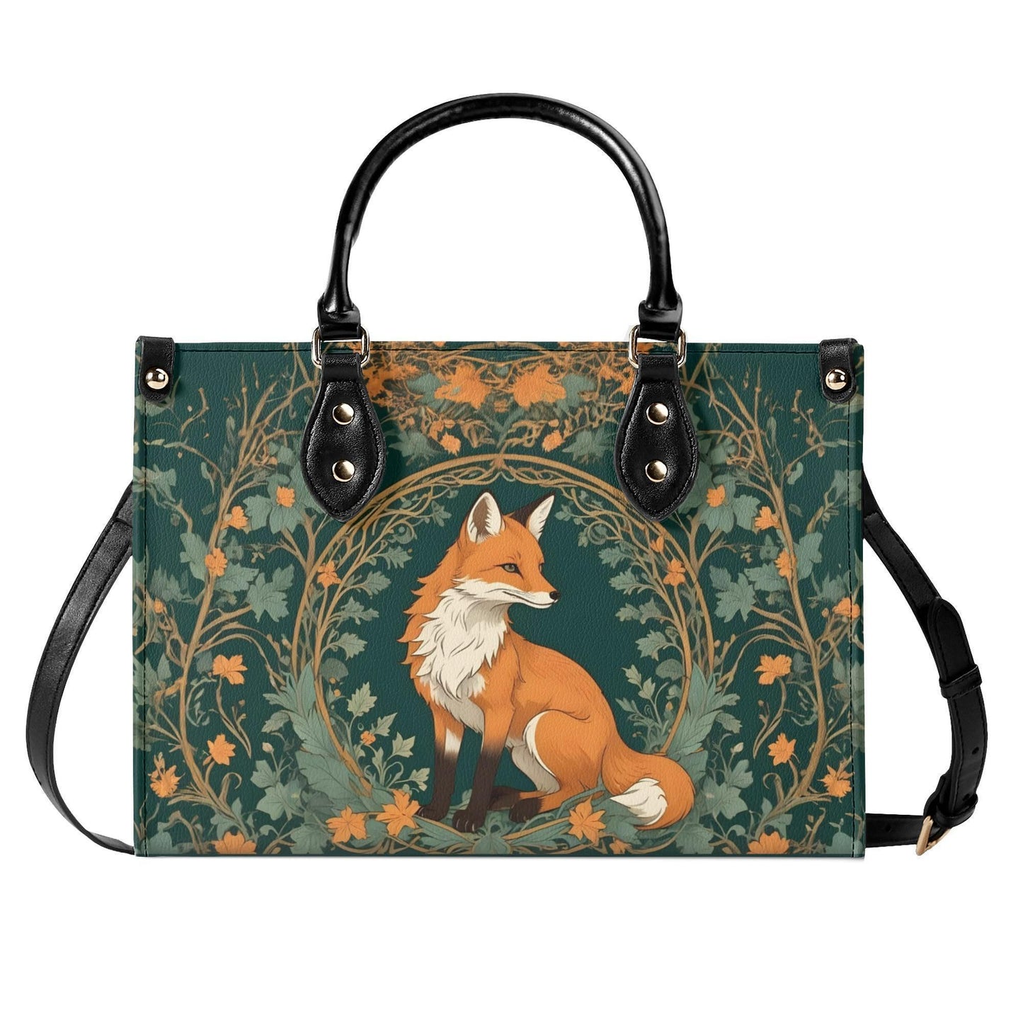 Enchanted Fox Crossbody Bag - Nature-Inspired Vegan Leather Designer Purse, Unique Gift for Women