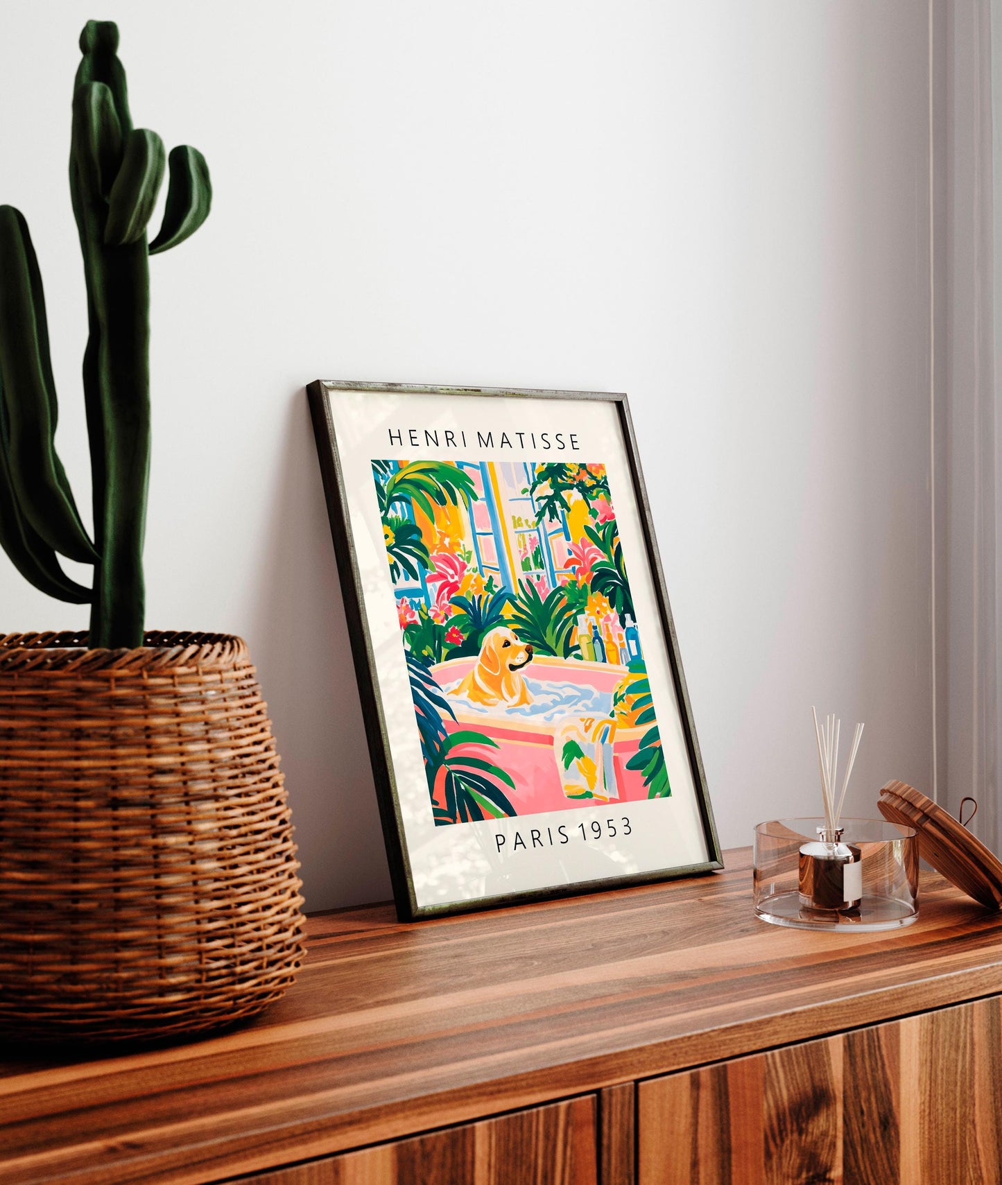 Labrador Bathroom Art Print: Matisse Style Tropical Decor