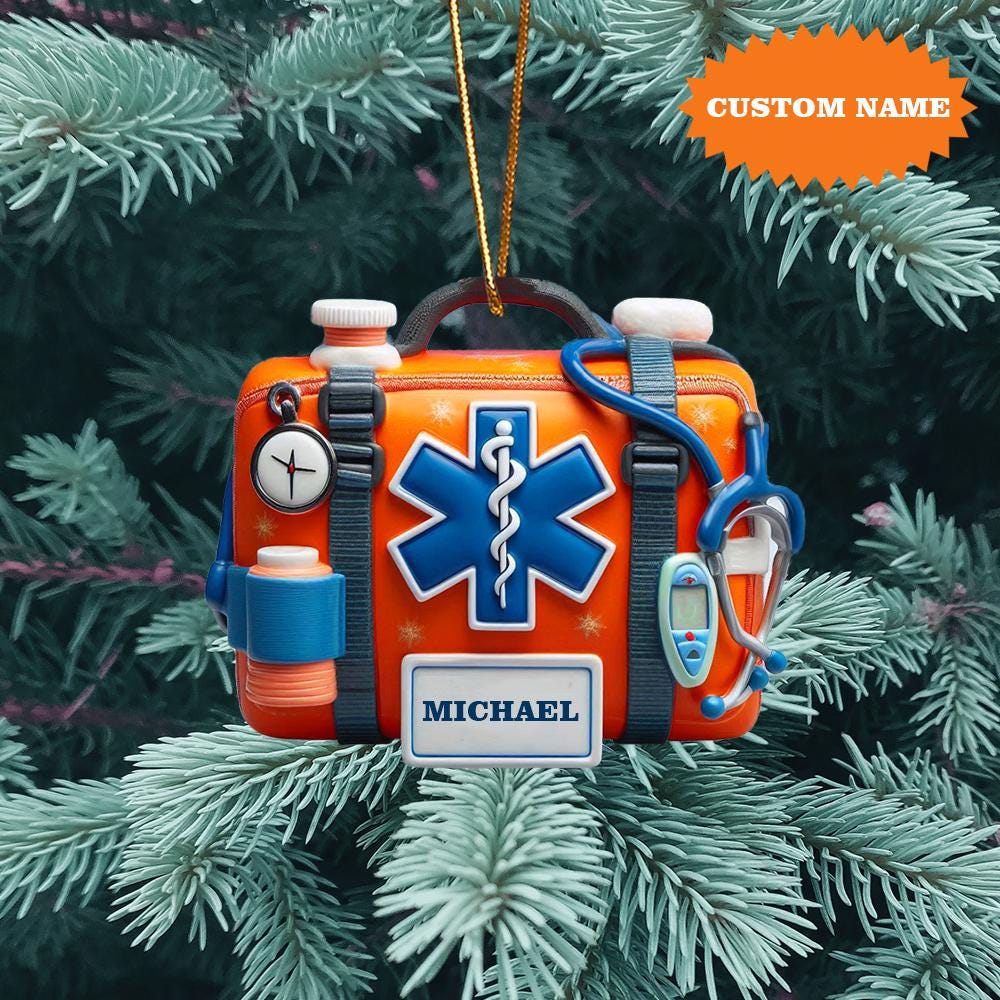 Personalized EMS Emt Paramedic Christmas Ornament, Emergency Paramedic Xmas Ornament, Christmas Gift