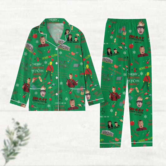 Christmas Home Alone Pajamas Set, Kevin Meme Holiday Pajamas, Pajamas For Party, Retro Christmas Movie Midnight Shirt, Gift For Fan