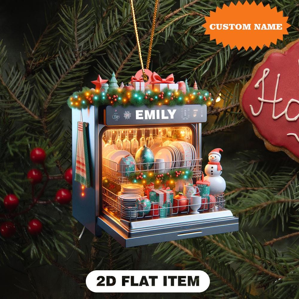 Personalized Dishwasher Christmas Ornament, 2D Flat Ornament,  Dishwasher Lover Gift, Homemaker Gift, Gift For Her