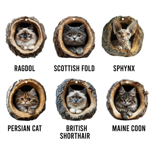 Personalized Cat 2D Flat Ornament, Cat Rearview Mirror Car Accessories, Cat Christmas Ornament, Kitten Ornament, Holiday Gift for Cat Lover