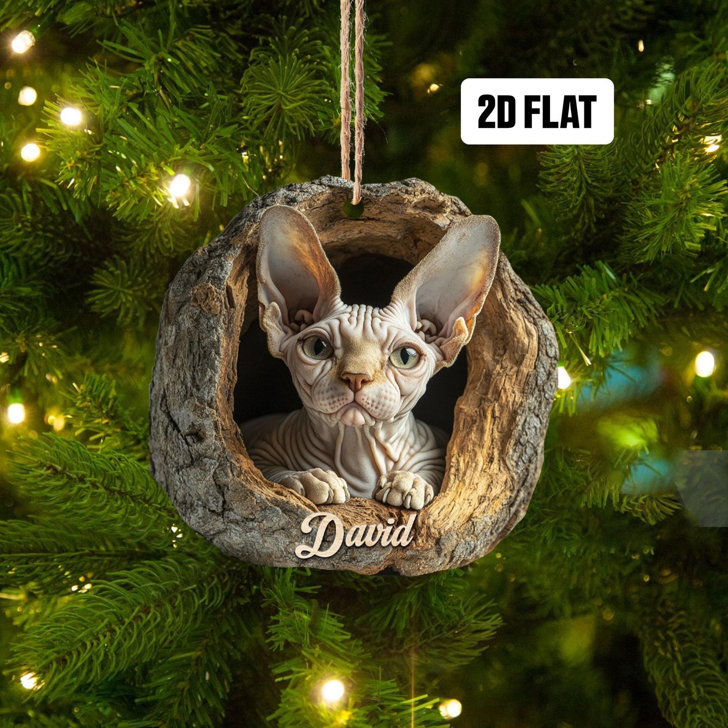 Personalized Cat 2D Flat Ornament, Cat Rearview Mirror Car Accessories, Cat Christmas Ornament, Kitten Ornament, Holiday Gift for Cat Lover