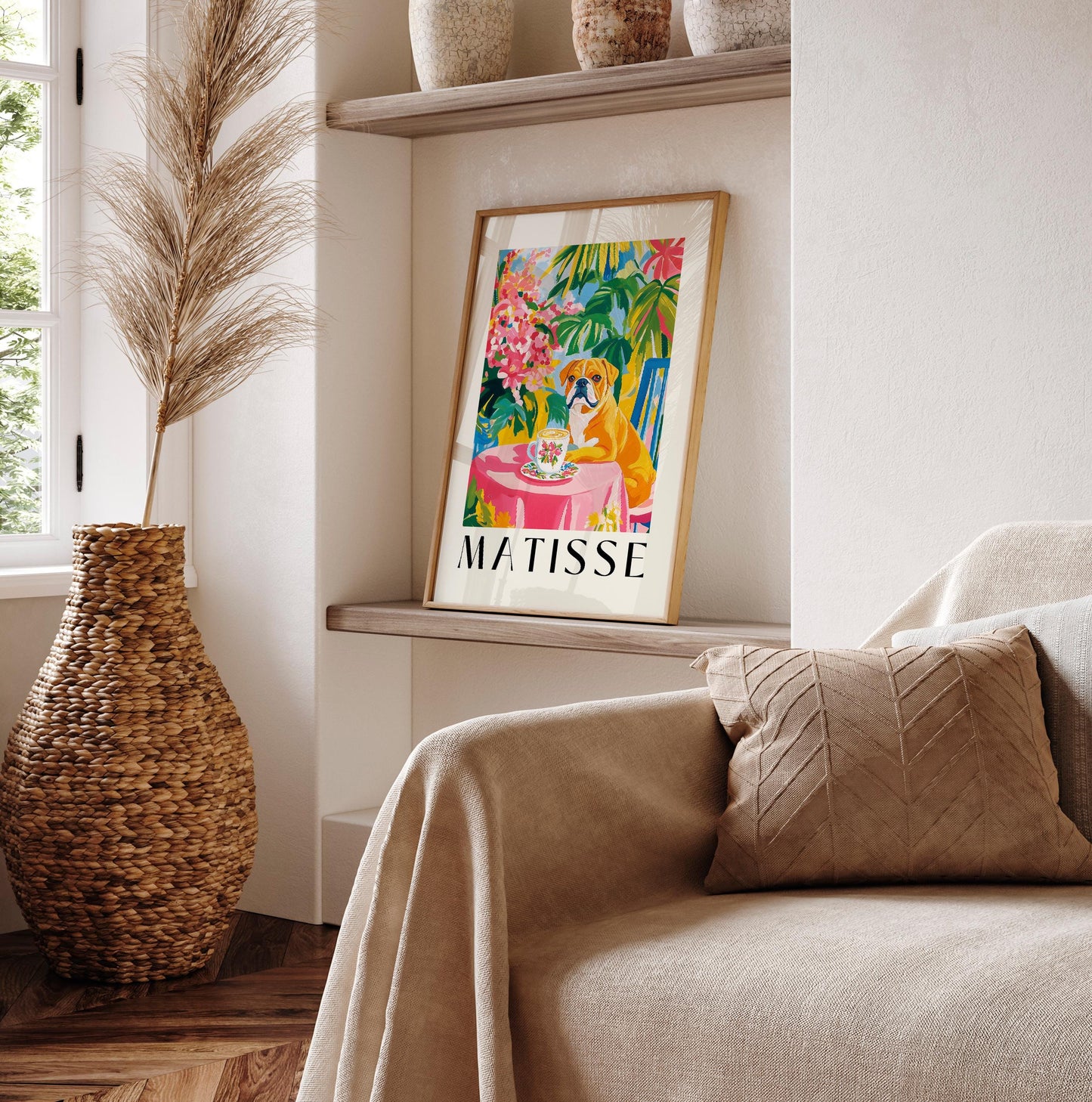 English Bulldog Coffee Print: Matisse Style Kitchen Wall Art