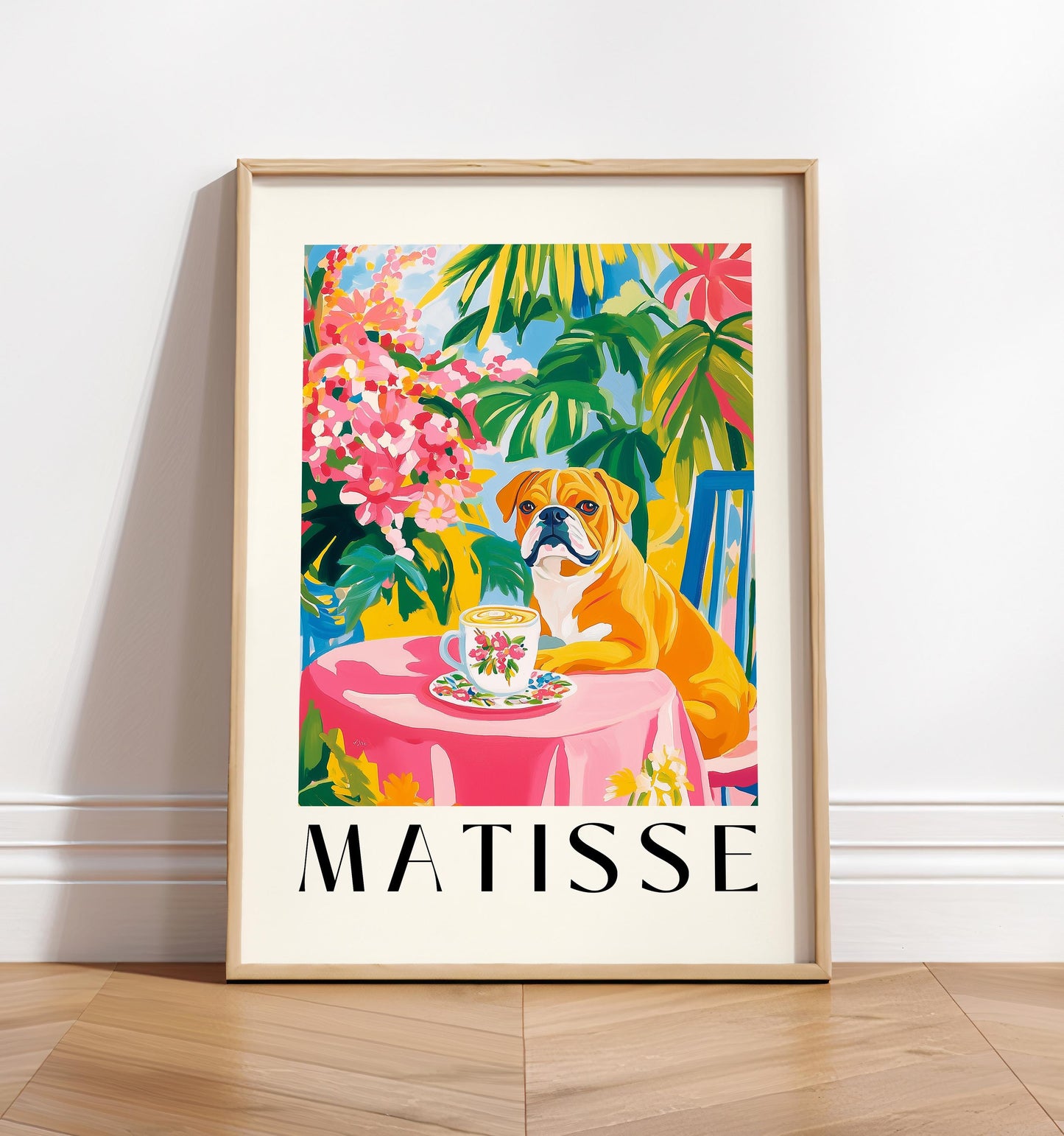 English Bulldog Coffee Print: Matisse Style Kitchen Wall Art