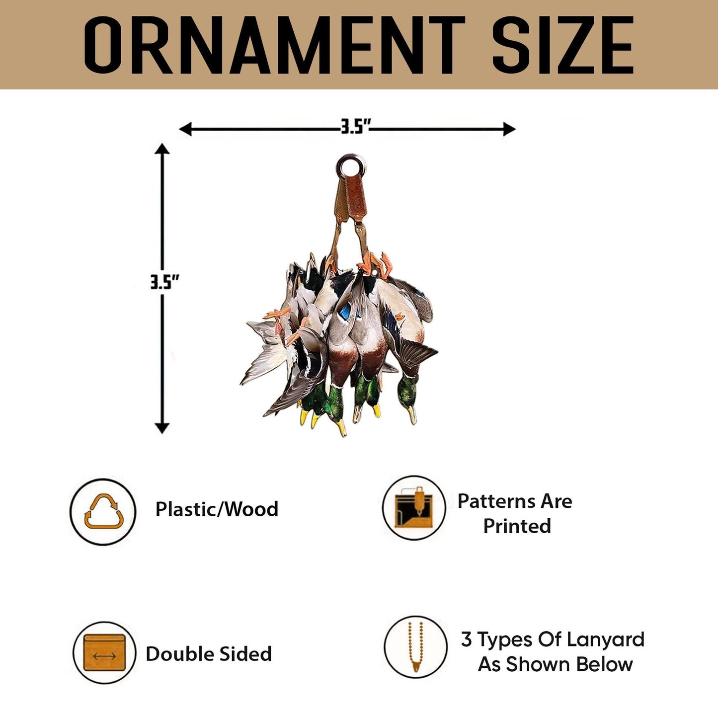 Duck Hunting Flat Ornament, Hunting Rearview Mirror Car Accessories, Hunting Christmas Ornament, Xmas Gift for Dad, Husband, Hunting Lover