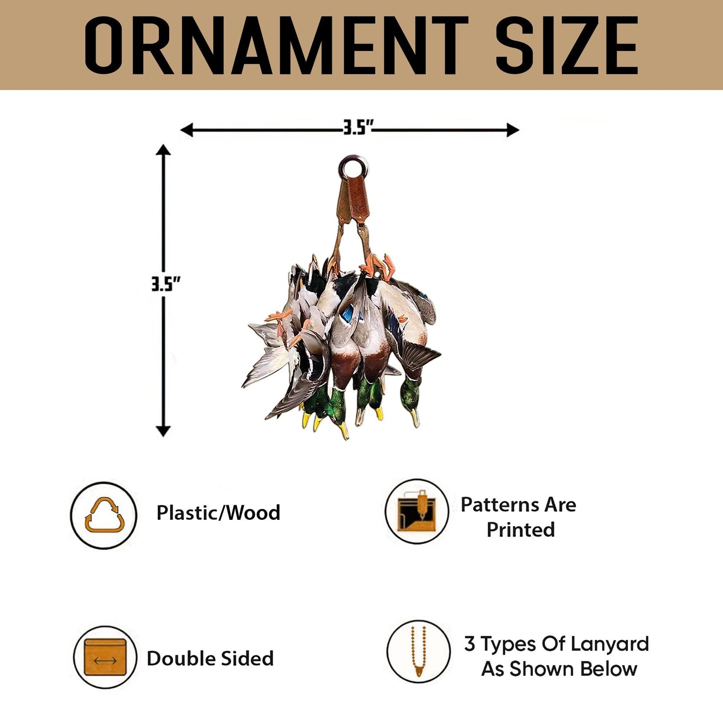 Personalized Pheasant Hunting 2D Flat Ornament, Hunting Uniform Rearview Mirror Car Accessories, Xmas Gift for Dad, Husband, Hunting Lover