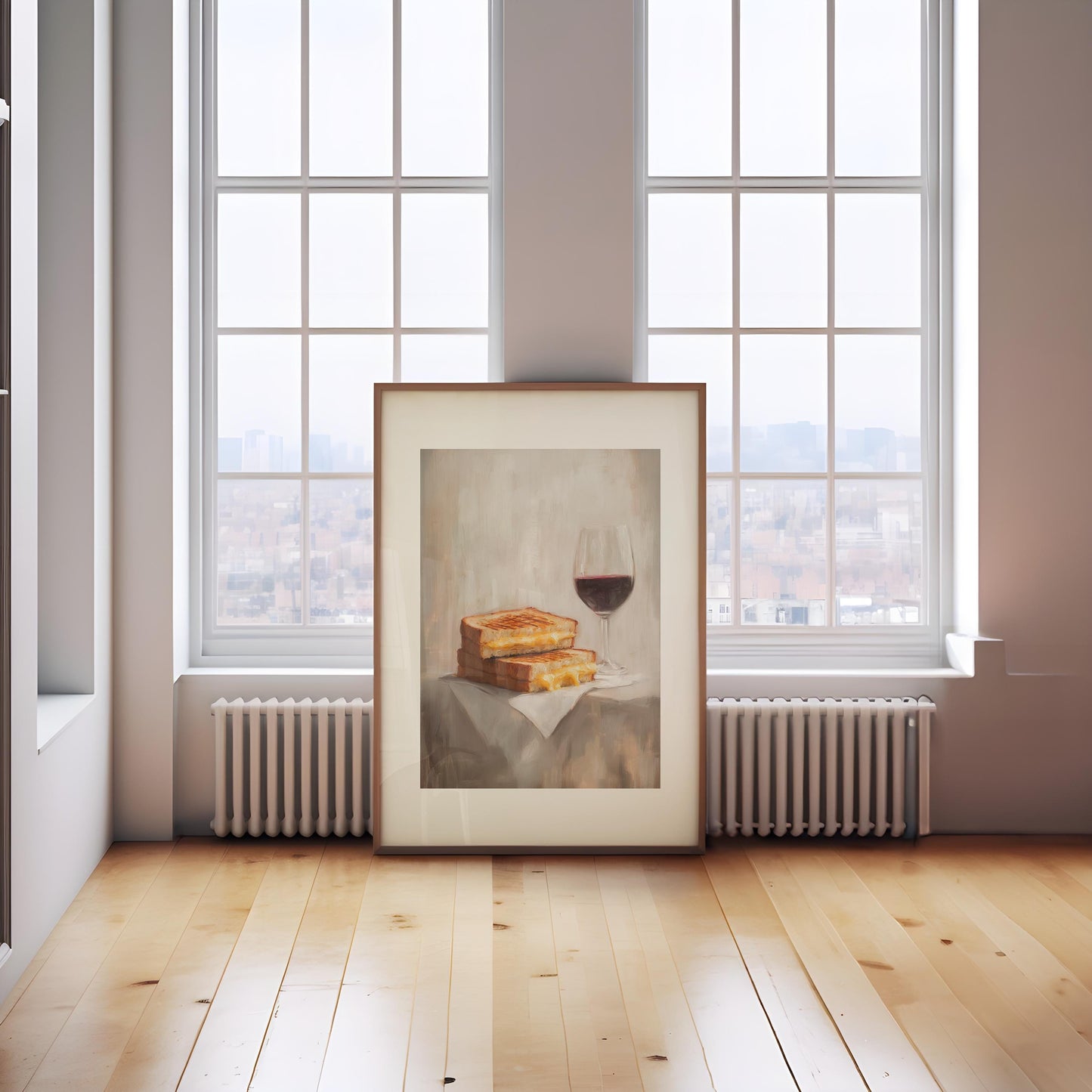 Grilled Cheese and Red Wine Art Print | Cute Quirky Whimsical | Cocktail Art Bar Cart Decor | Grilled Cheese Art Gift | Trendy Home Wall Art