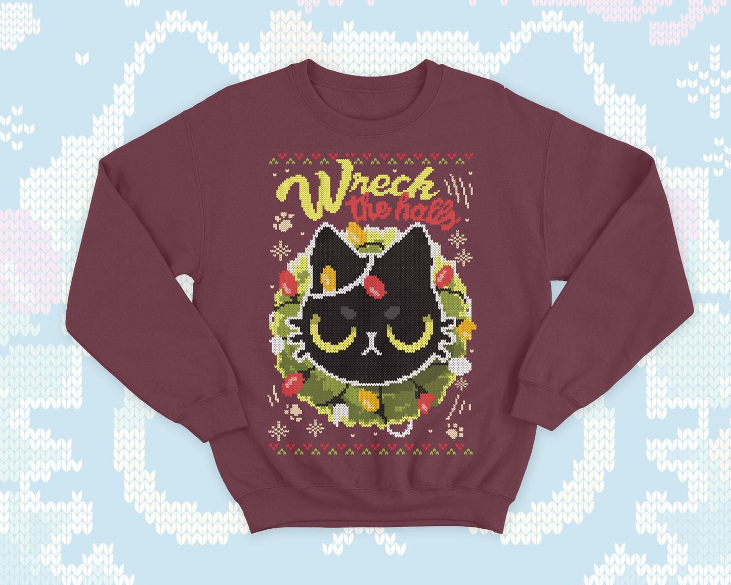 Angry cat Ugly Christmas - Cute kitty gift - geek sweatshirt - naughty kitten - Santa present