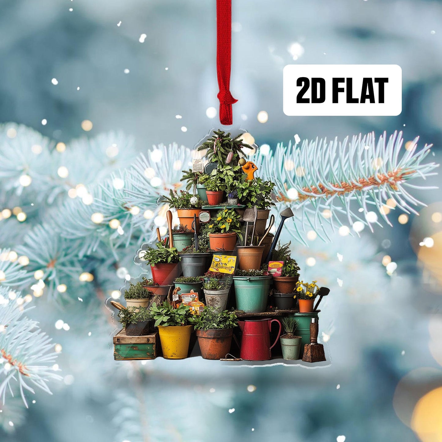 Garden 2D Flat Ornament, Greenhouse Rearview Mirror Car Accessories, Garden House Christmas Tree Ornament, Plant Lover Gift for Her, Him