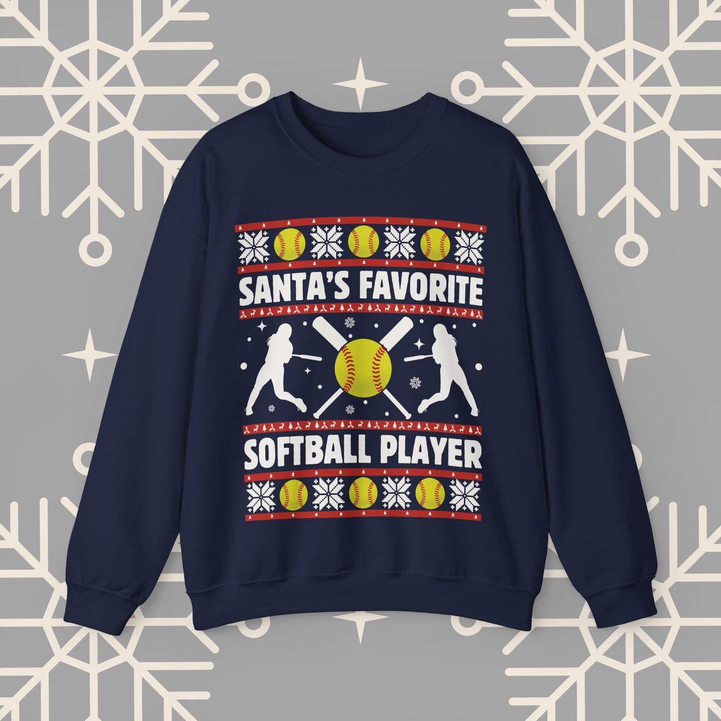 Christmas Softball Sweatshirt, Santa's Favorite Softball Player Ugly Christmas , Holiday Sports Pullover, Softball Gifts