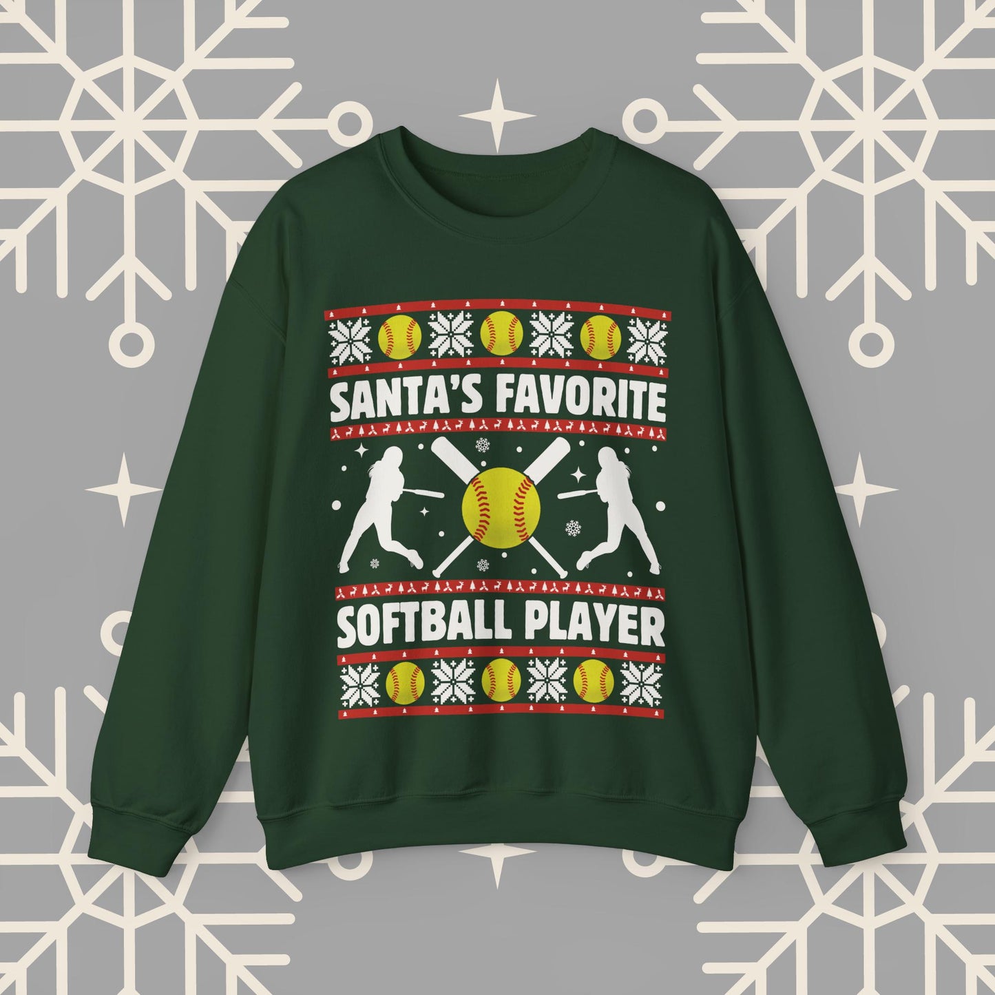 Christmas Softball Sweatshirt, Santa's Favorite Softball Player Ugly Christmas , Holiday Sports Pullover, Softball Gifts