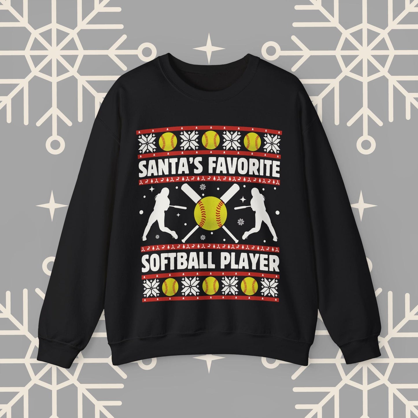 Christmas Softball Sweatshirt, Santa's Favorite Softball Player Ugly Christmas , Holiday Sports Pullover, Softball Gifts