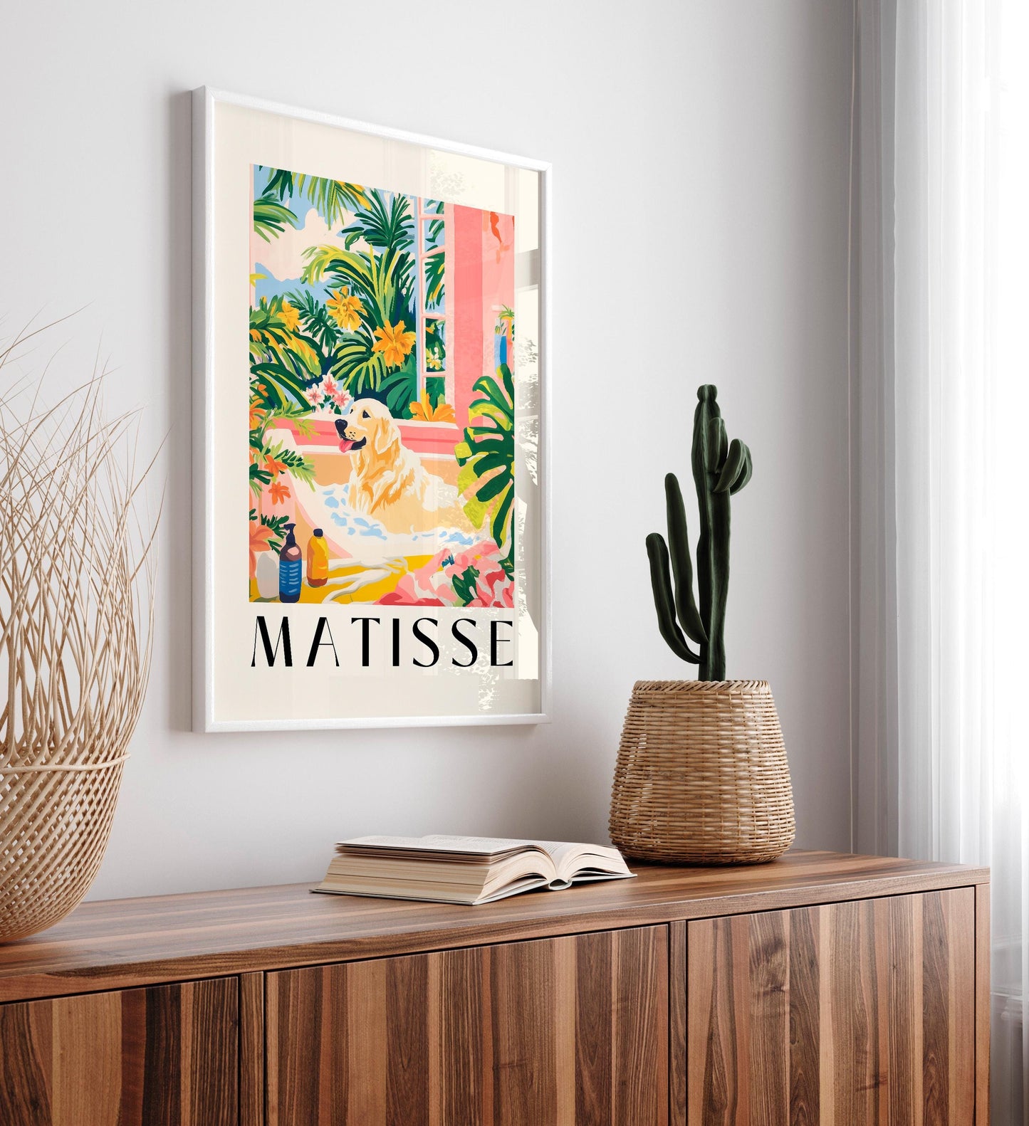 Matisse Style Labrador Art Print: Maximalist Bathroom Decor